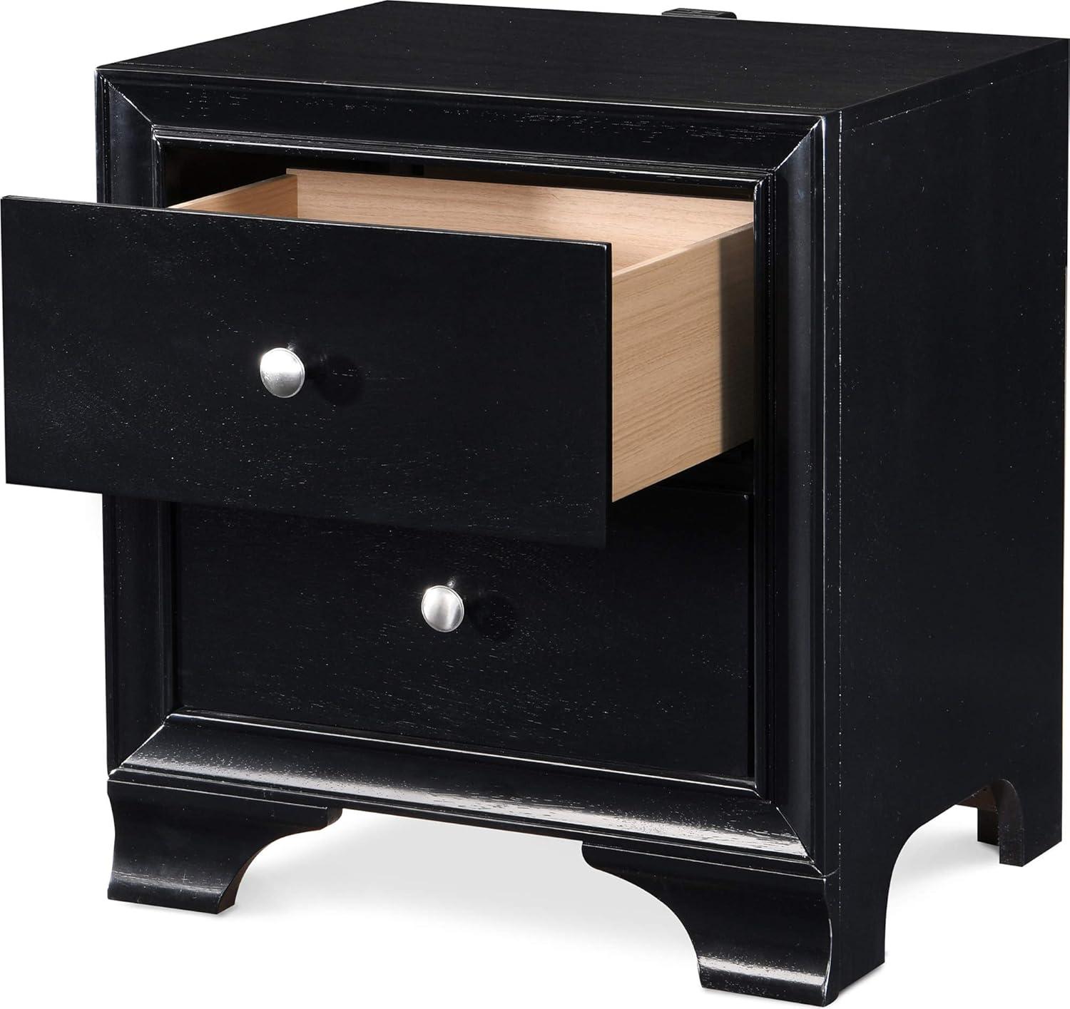 ClickDecor Edmond Wood 2-Drawer Nightstand with Charging Station