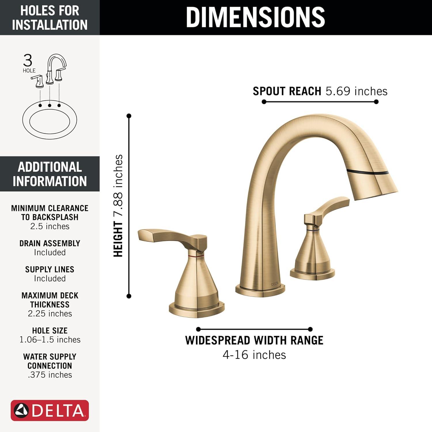 Stryke Widespread Bathroom Faucet with Drain Assembly and DIAMOND™ Seal Technology