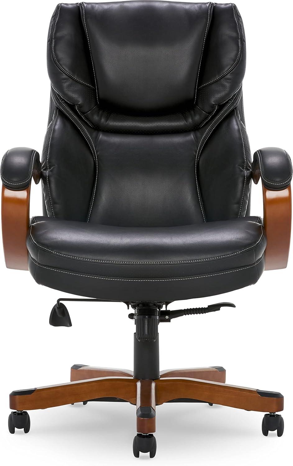 Ergonomic High-Back Swivel Executive Chair in Black Bonded Leather