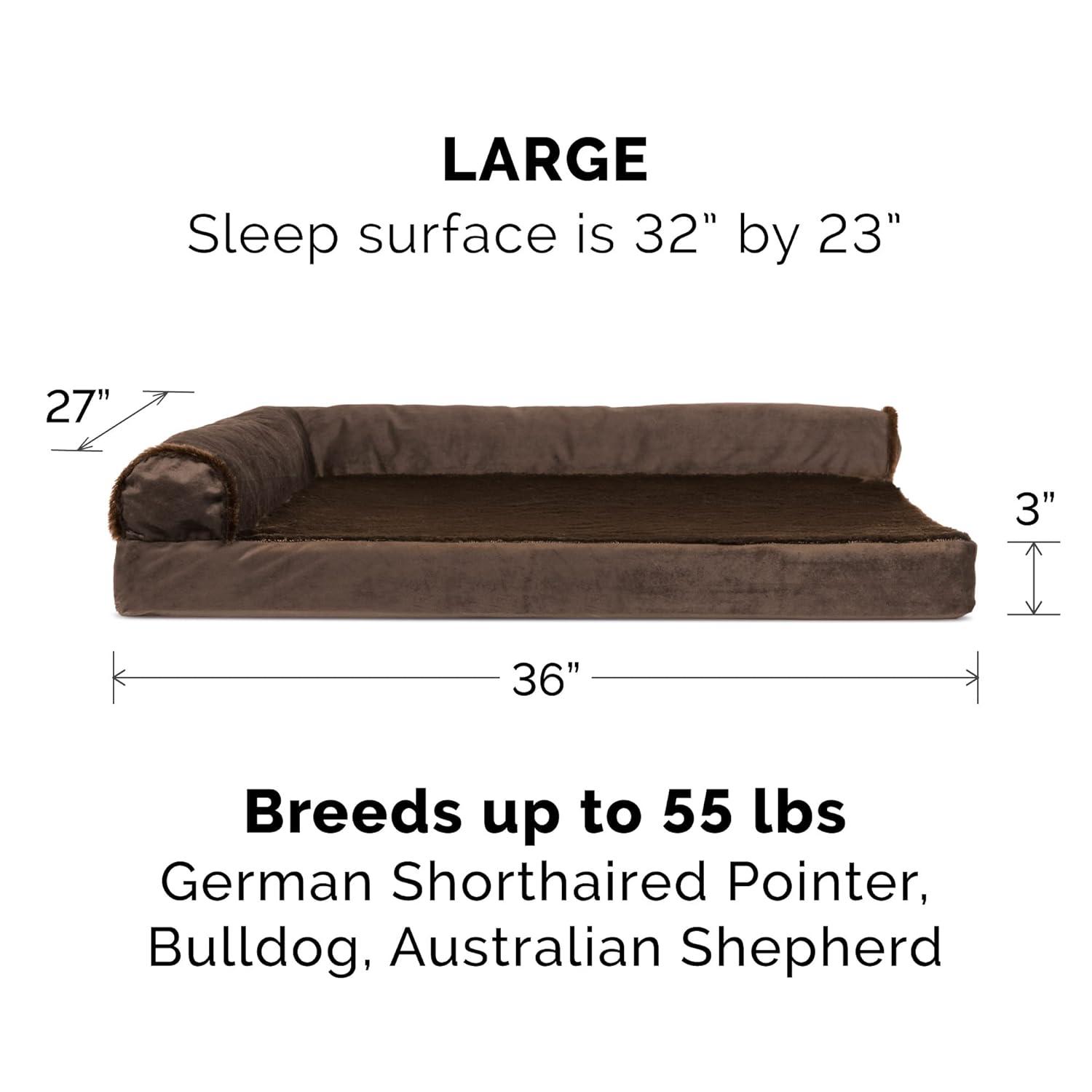 FurHaven Plush & Velvet Deluxe L-Chaise Orthopedic Pet Bed