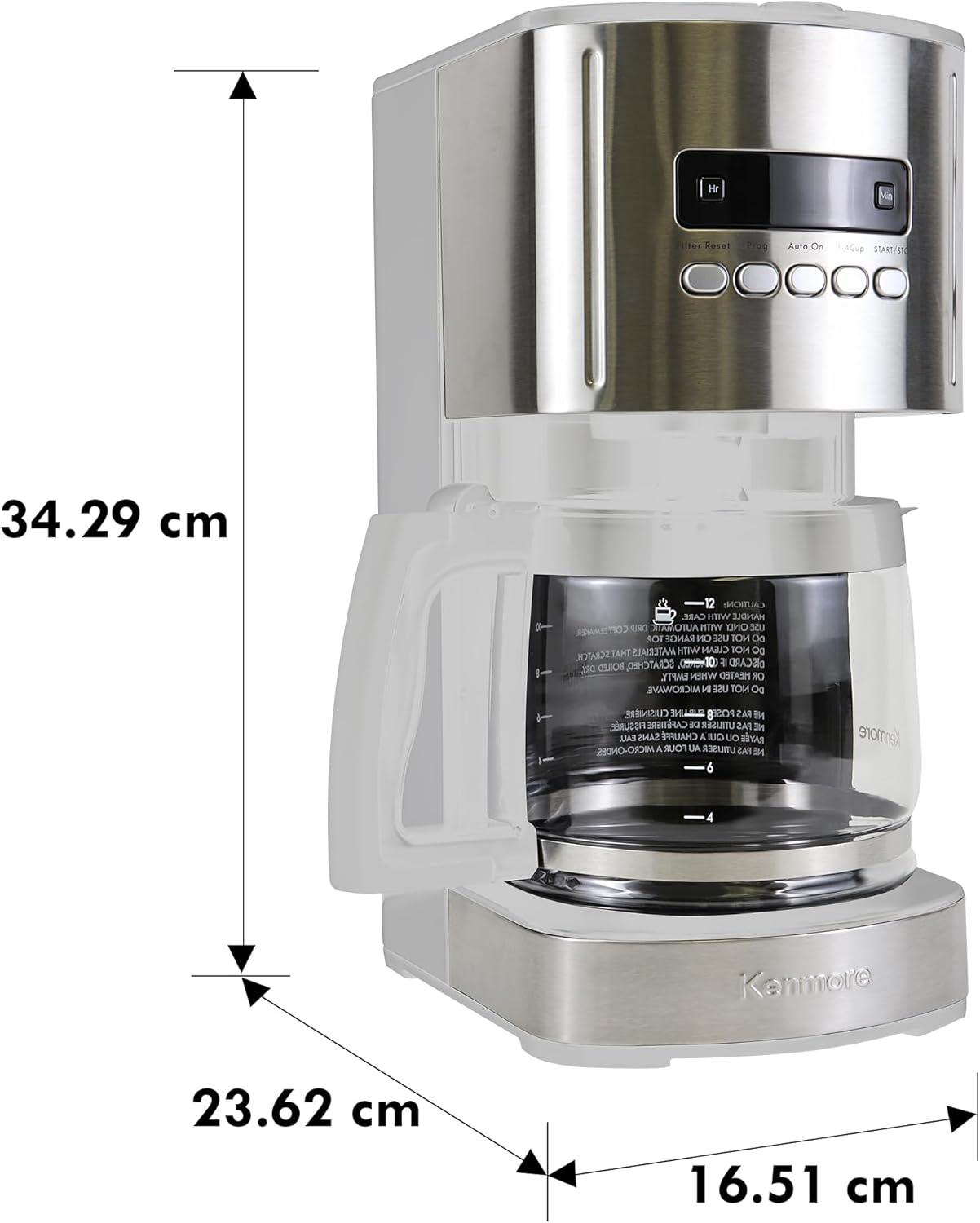 Kenmore Kenmore 12 Cup Programmable Coffee Maker, Stainless Steel, with Reusable Filter KKCM12S