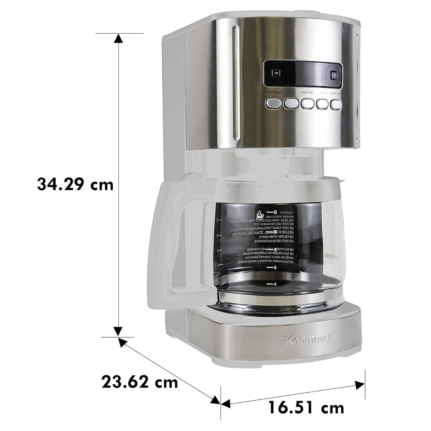Kenmore Kenmore 12 Cup Programmable Coffee Maker, Stainless Steel, with Reusable Filter KKCM12S