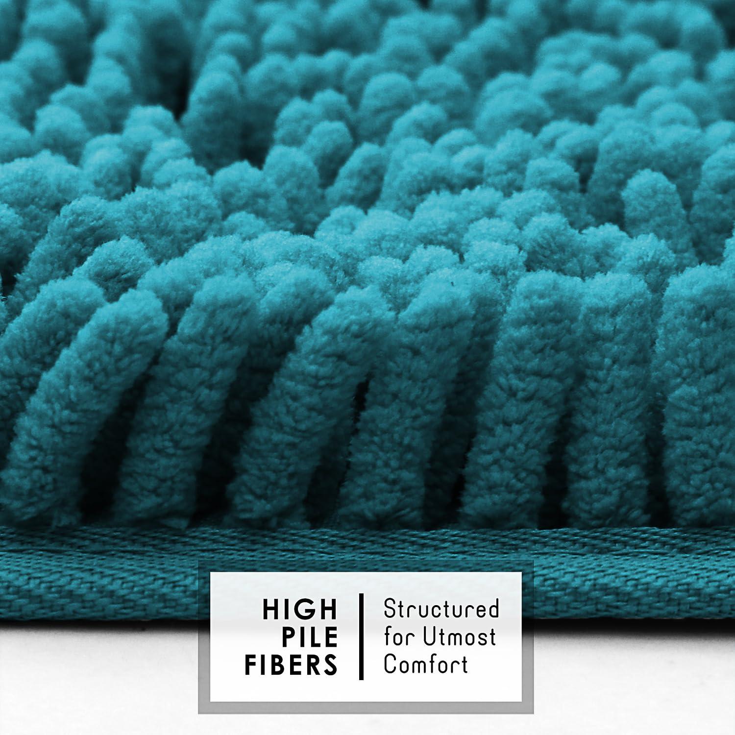 Hearth & Harbor Bathroom Rugs, Chenille Bath Mat - Teal Bath Rug, 26x44