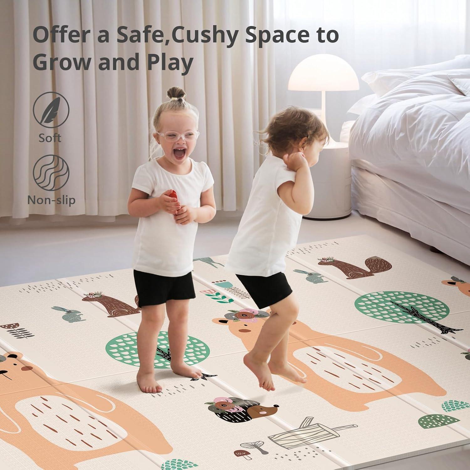 Extra Large Foldable Bear Print Foam Baby Play Mat