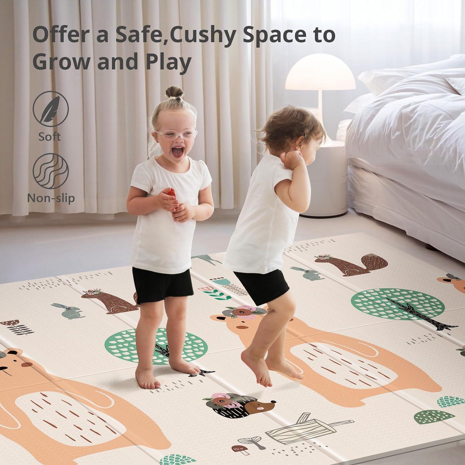 Extra Large Foldable Bear Print Foam Baby Play Mat