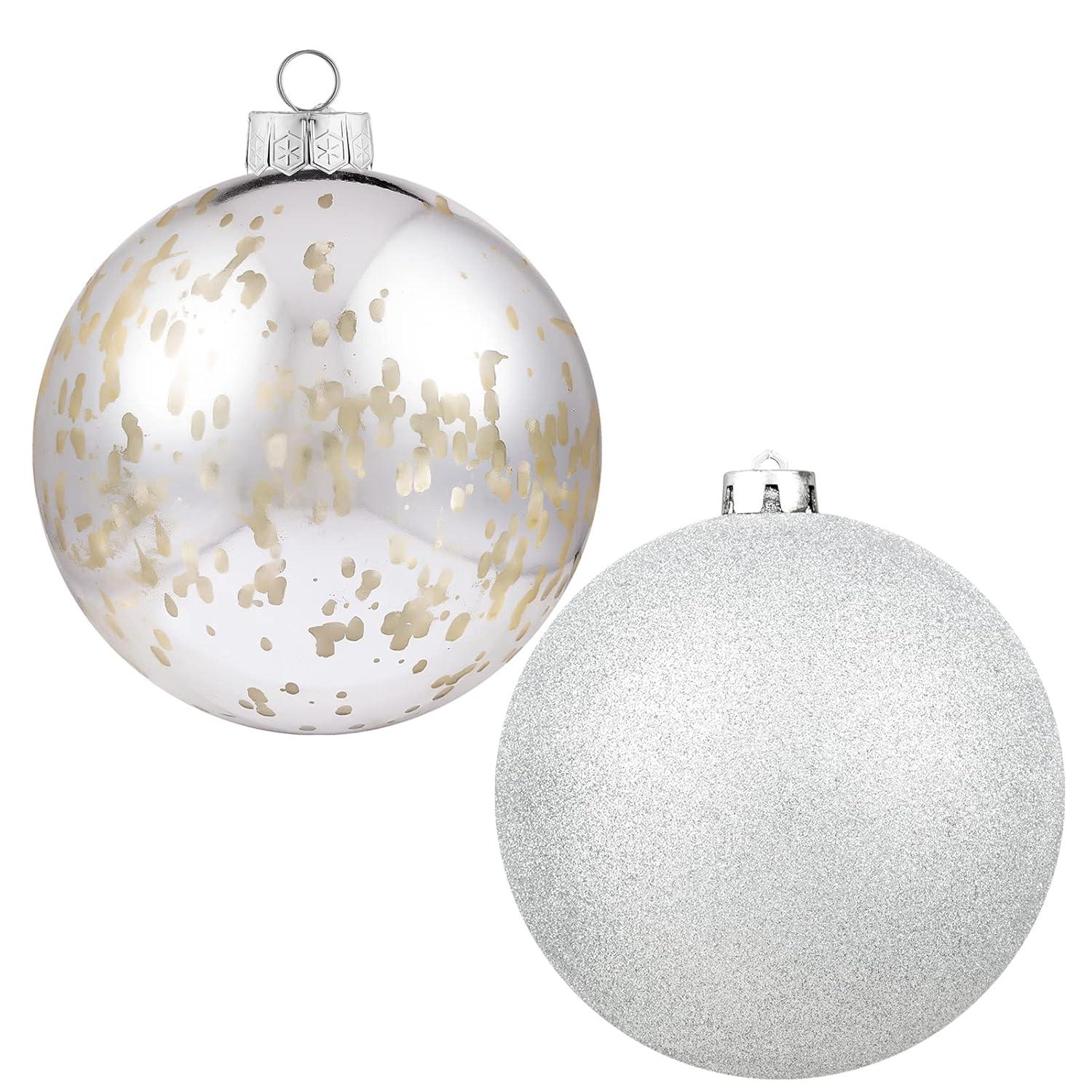 XmasExp 6in Large Christmas Ornaments Christmas Ball Ornaments Giant Tree Decoration Shatterproof Decorative Hanging Balls for Holiday Party Decor(Silver, 2pcs)