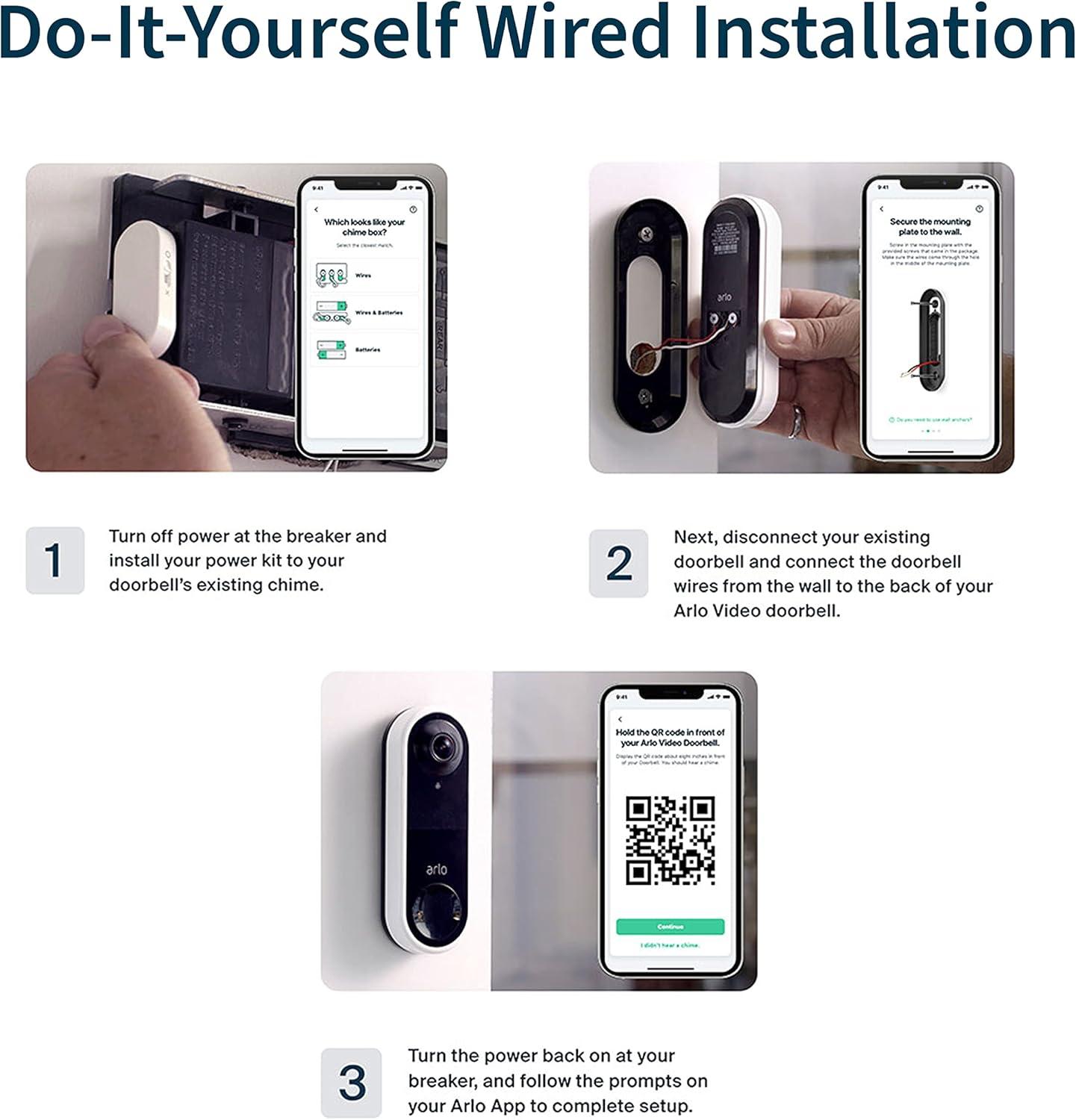 Arlo Essential 1080p Wired Video Doorbell - White