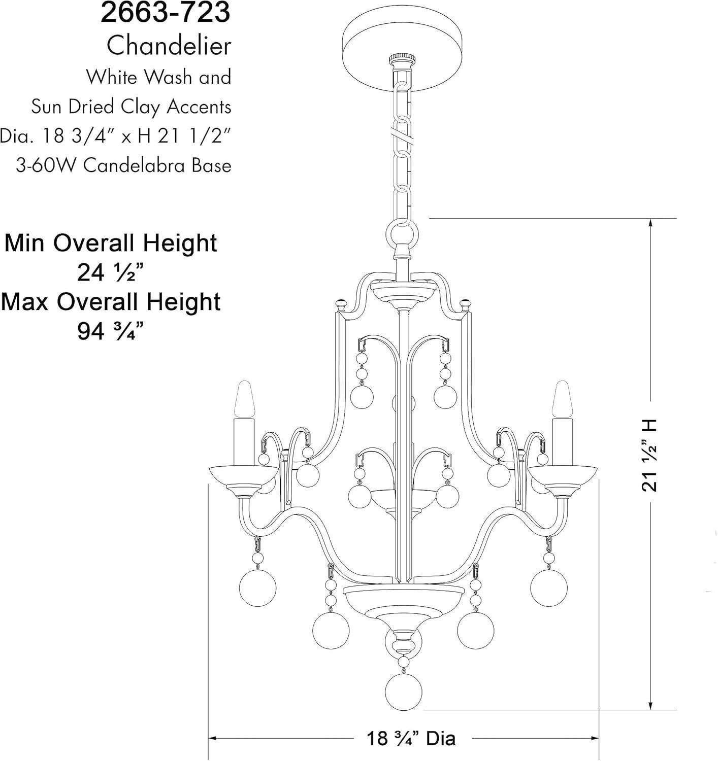Minka Lavery - Colonial Charm - 3 Light Chandelier-21.5 Inches Tall and 18.75