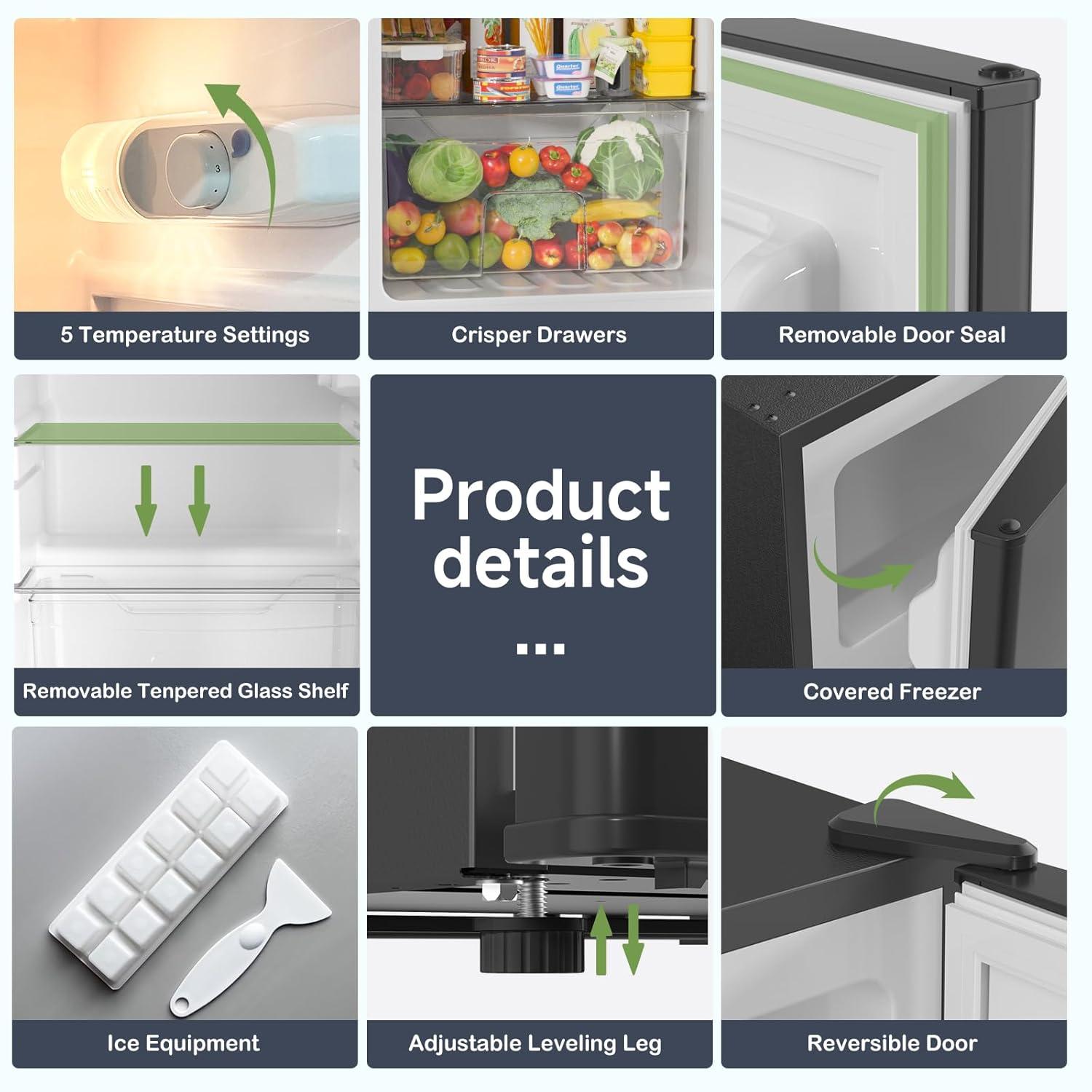 BANGSON BANGSON 3.2 CU.FT, 2 Door Small Refrigerator with Freezer US-BSR-201