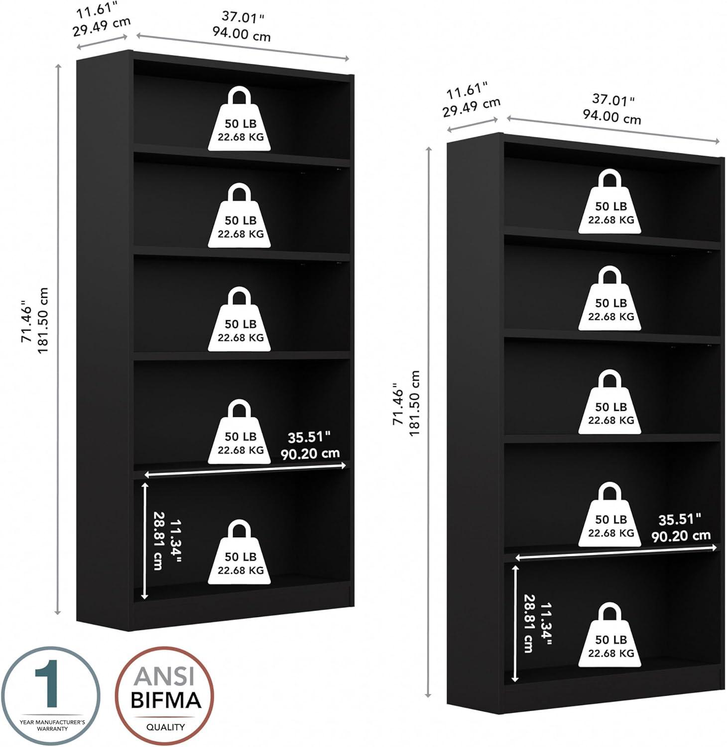 Bush Furniture Universal 5 Shelf Bookcase Set of 2