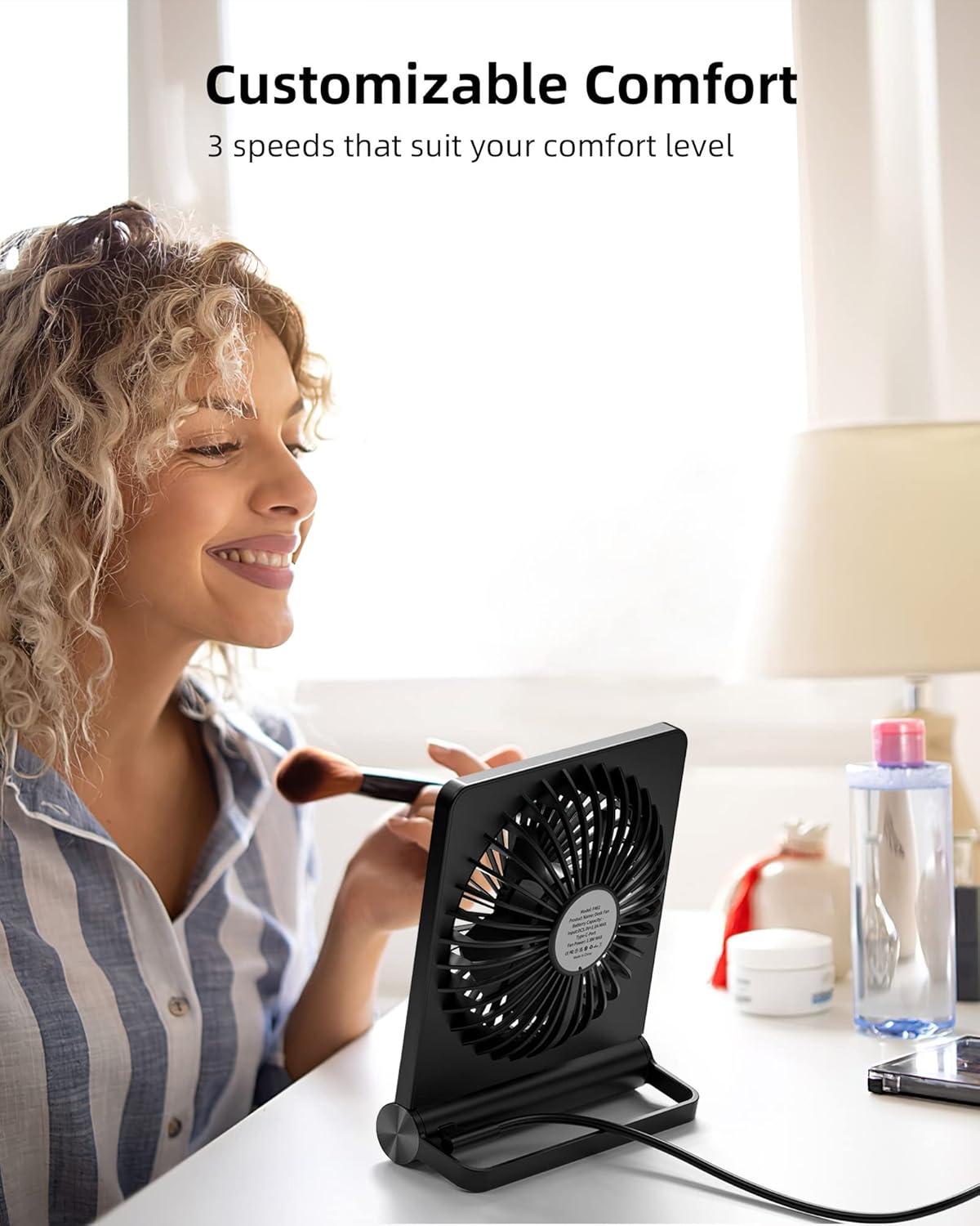 Koonie 5.7" 3-Speed USB-C Tilt Folding Desk Fan