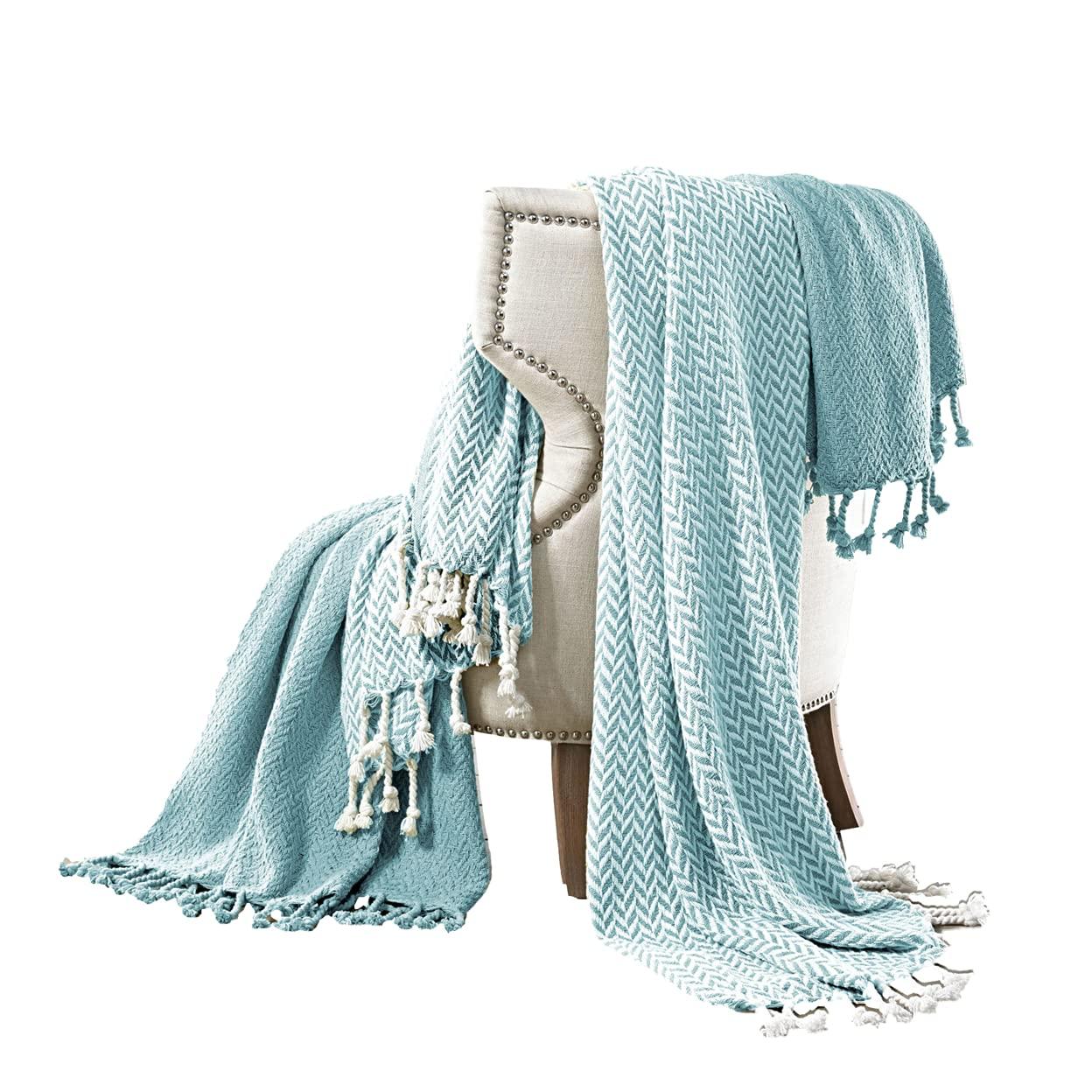 Modern Chic 100% Cotton Taupe Throw Blanket Pair with Fringe