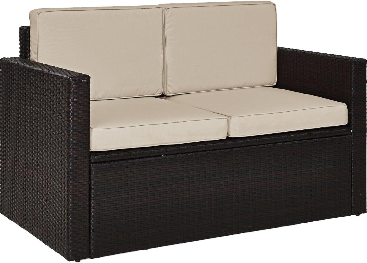 Palm Harbor Outdoor Wicker Loveseat: All-Weather, UV-Resistant with Cushions - Crosley