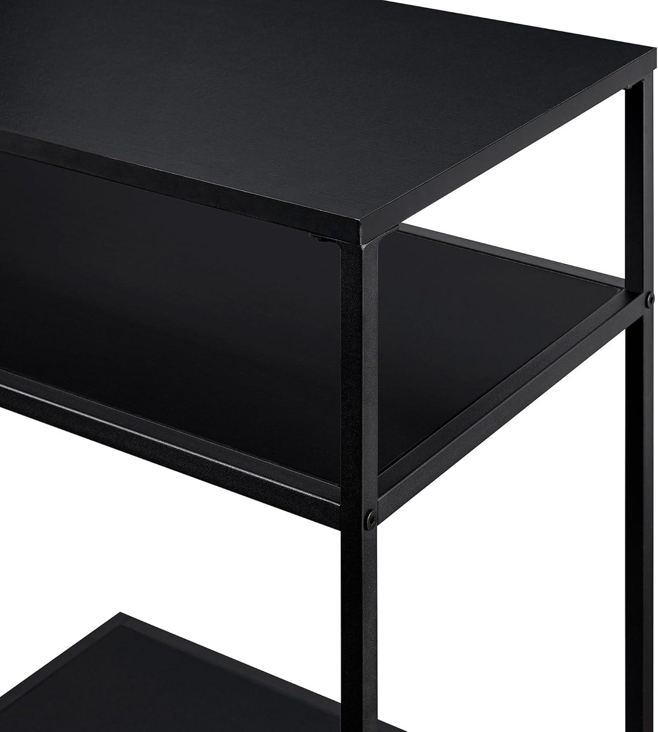 42" Metal and Wood Console Table with Tiered Shelves - Black