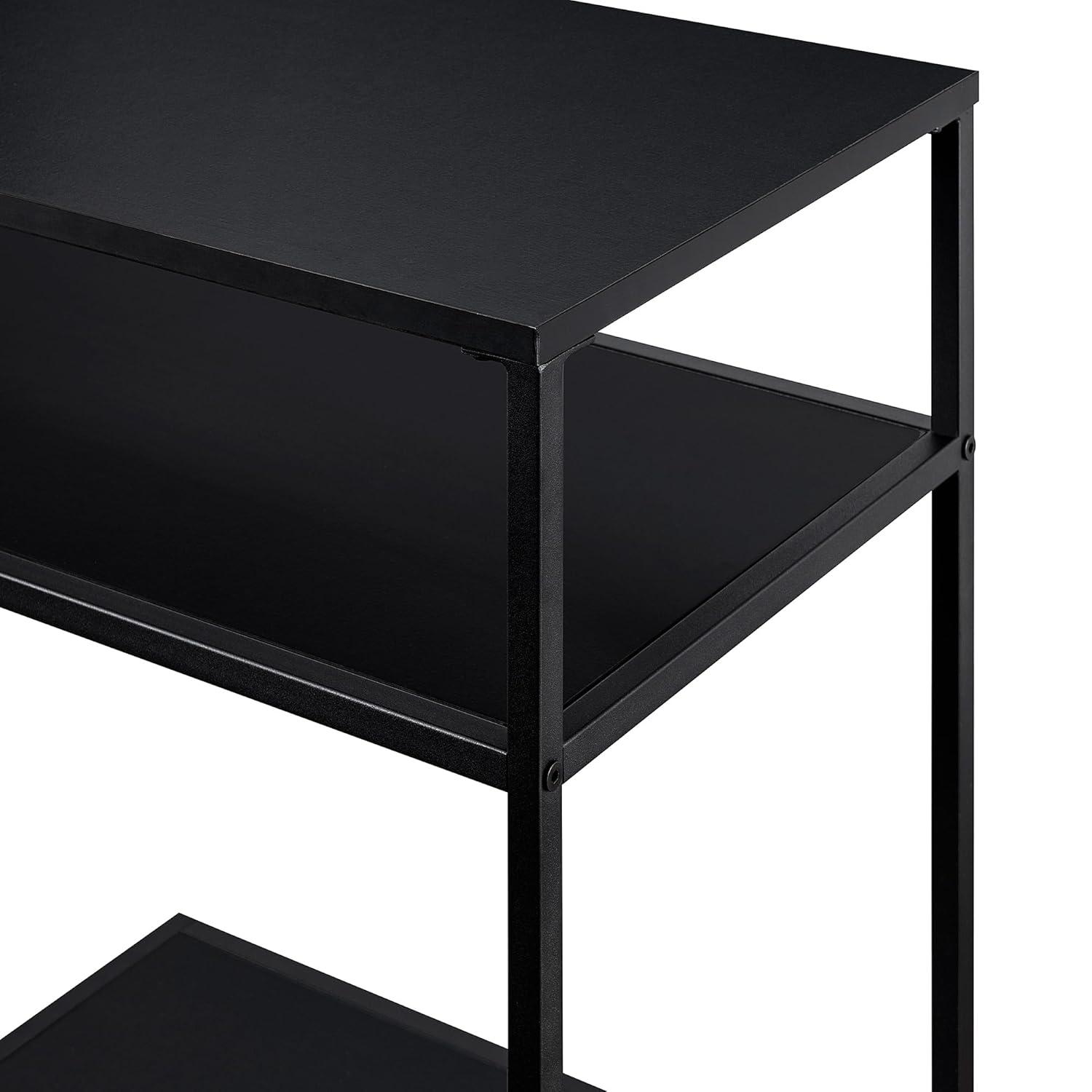 42" Metal and Wood Console Table with Tiered Shelves - Black