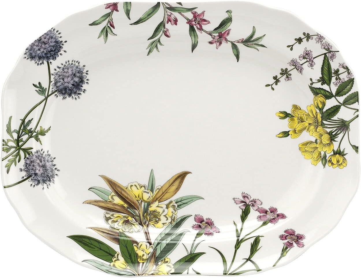 Floral Multi-Color Ceramic Oval Serving Platter