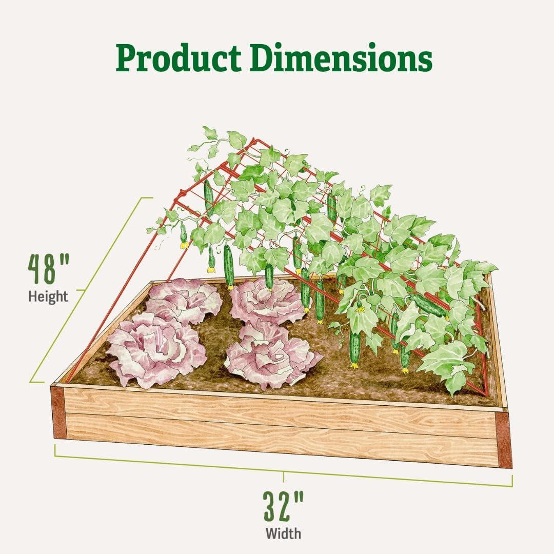 Gardener's Supply Company Cucumber Trellis | Garden Bed Support for Cucumbers & Climbing Plants | Outdoor Plant Support w/ 4" Grids for Easy Harvesting | 32" x 48" - Medium (Red)