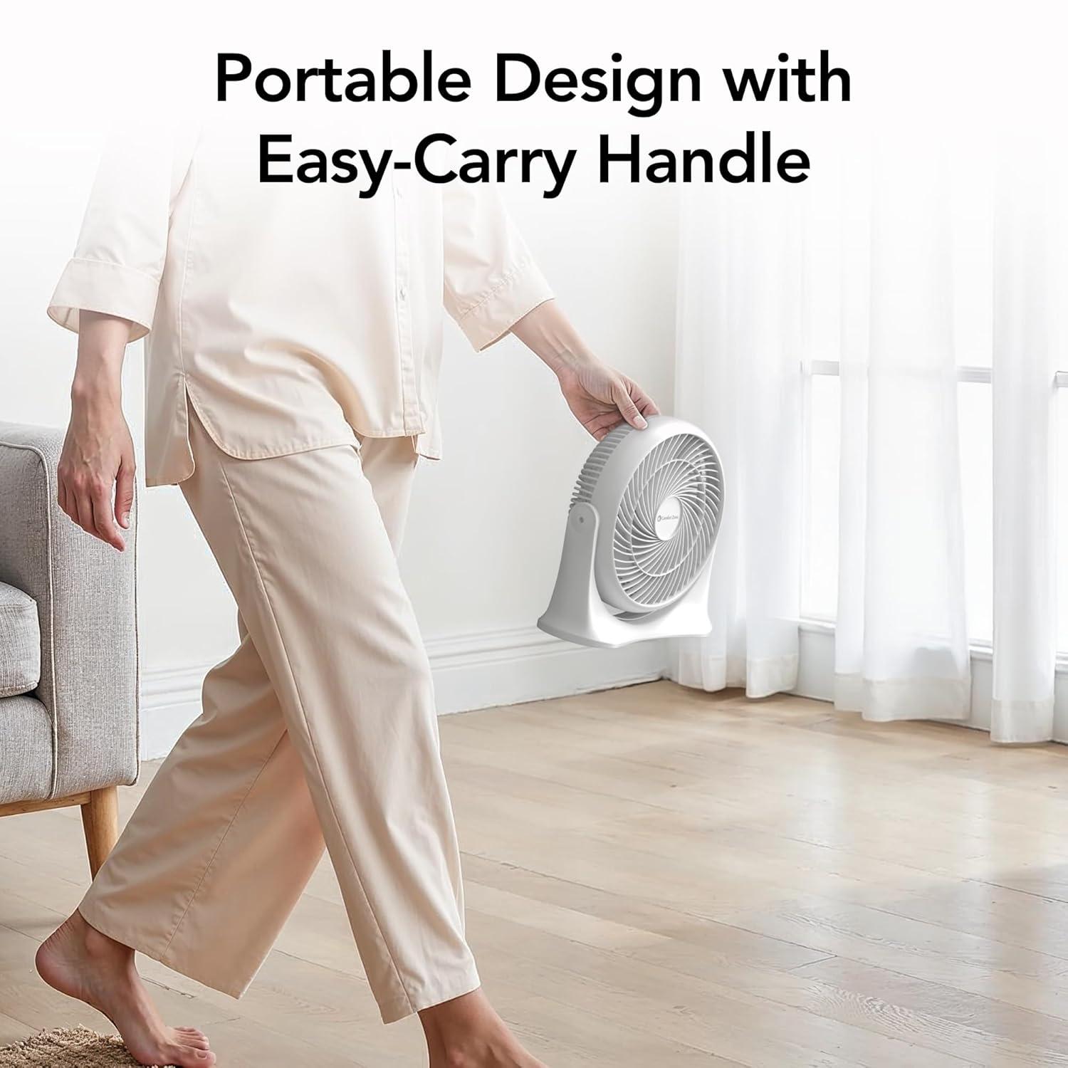 Comfort Zone 11" Desktop Table Fan with Adjustable Tilt, White