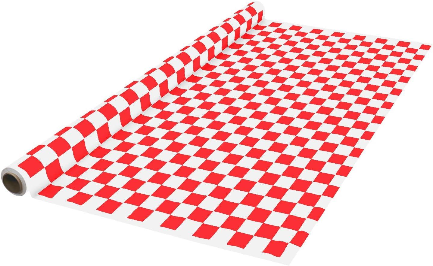 Red and White Checkered Plastic Table Roll