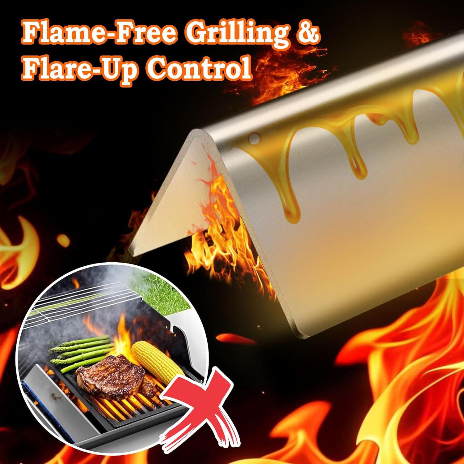 GasSaf 15.3inch Flavorizer Bar Replacement for Weber 7635, Spirit 200 Series, Spirit E-210, S-210, E-220, S-220 with Front Controls Panel, 3-Pack Stainless Steel Flavor Bar(15.3"x3.5"x2.5")