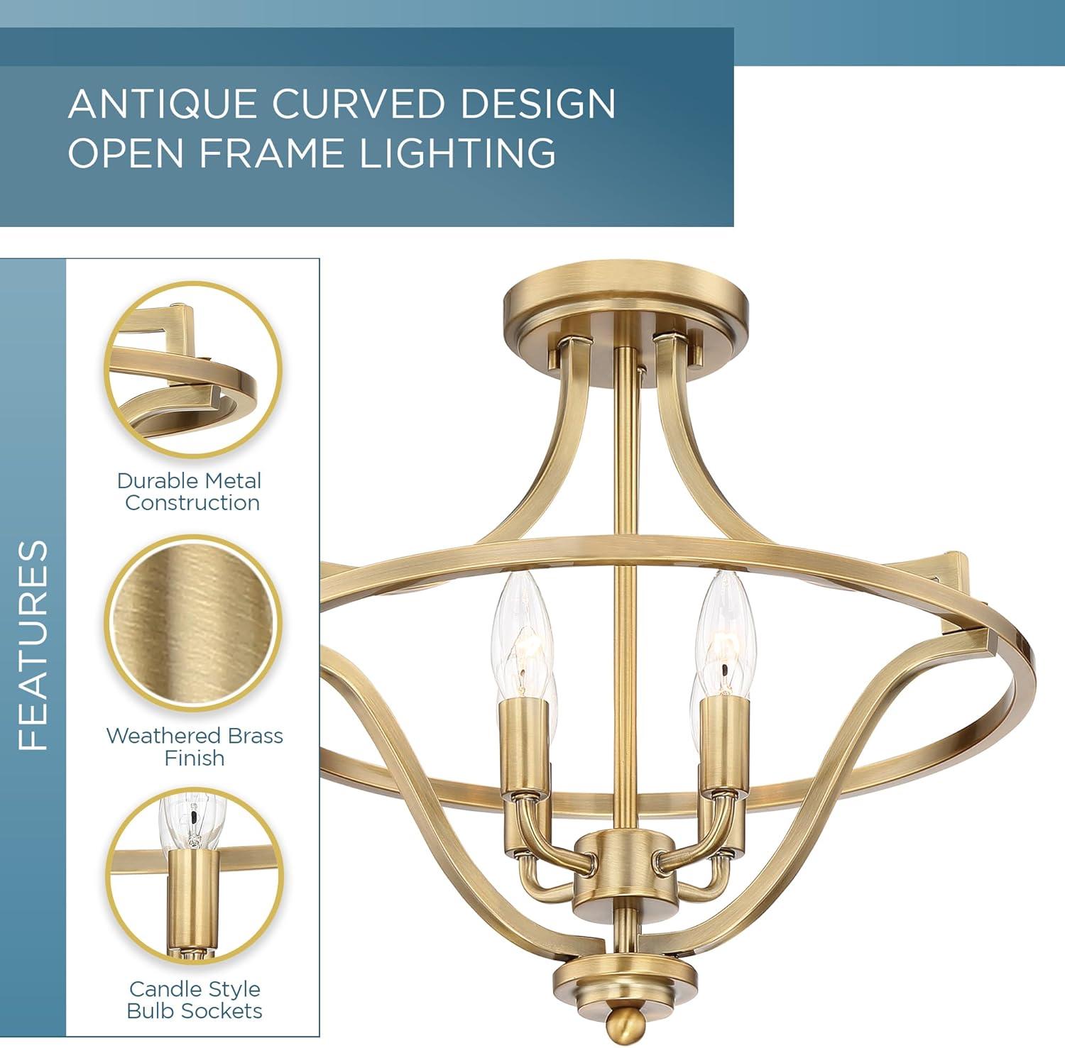 Quoizel Lighting Harvel 4 - Light Semi-Flush Mount in  Weathered Brass