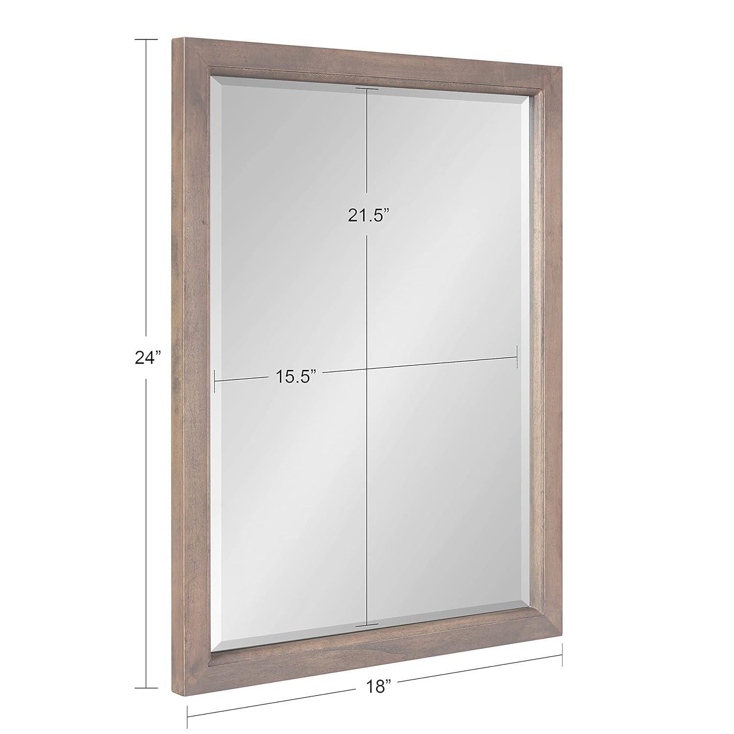 18" x 24" Hogan Wood Framed Decorative Wall Mirror Walnut Brown - Kate & Laurel: Rustic Rectangular, No Assembly Required