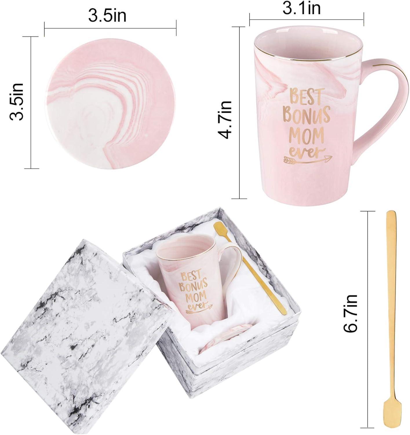 Best Bonus Mom Ever Pink Ceramic Coffee Mug Gift Set