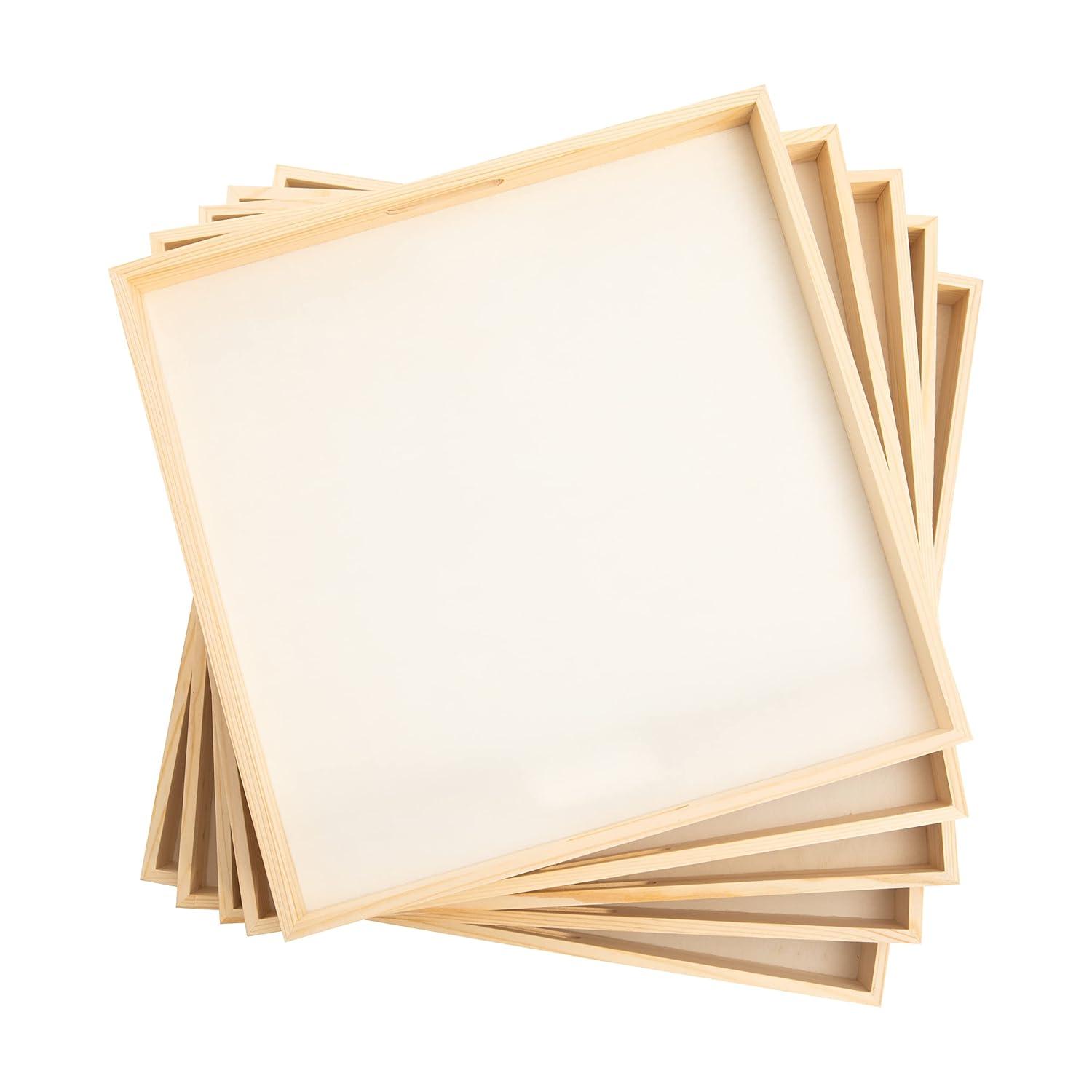 Natural Wood Rectangular Nested Serving Trays with Handles, Set of 5