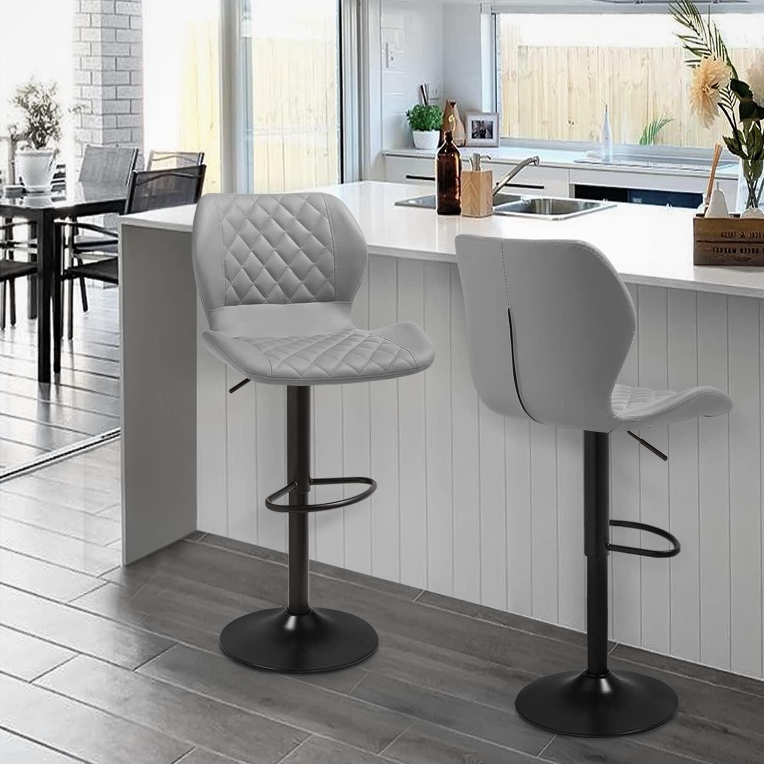 Gerwine Modern Swivel Bar Stools, Adjustable Counter Height Barstools Dining Chairs with Footrest