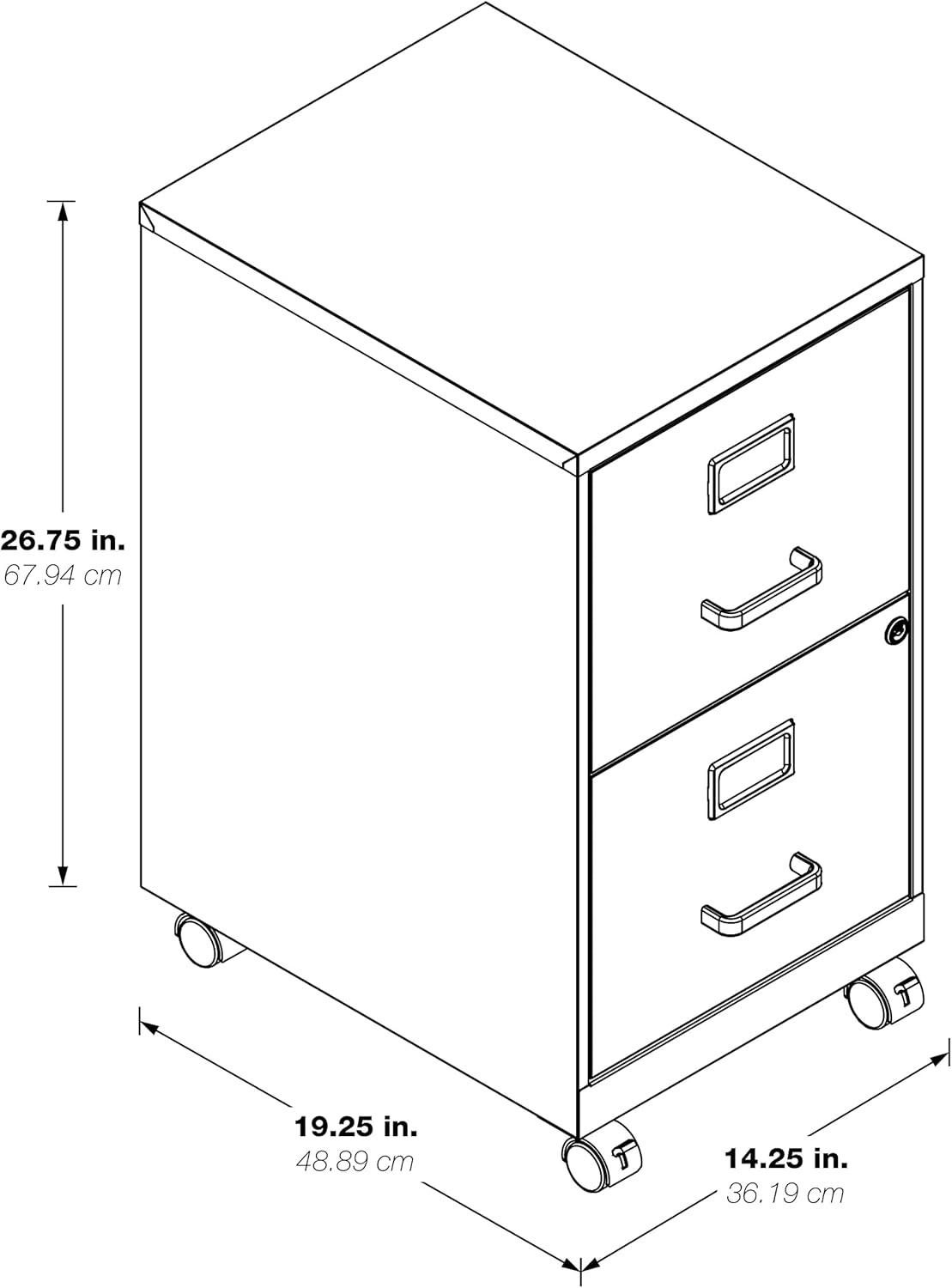 2 Drawer Mobile Locking Metal File Cabinet in Tan