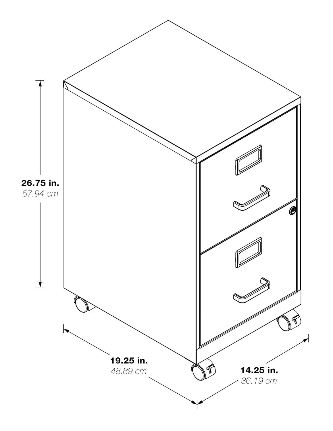 2 Drawer Mobile Locking Metal File Cabinet in Black