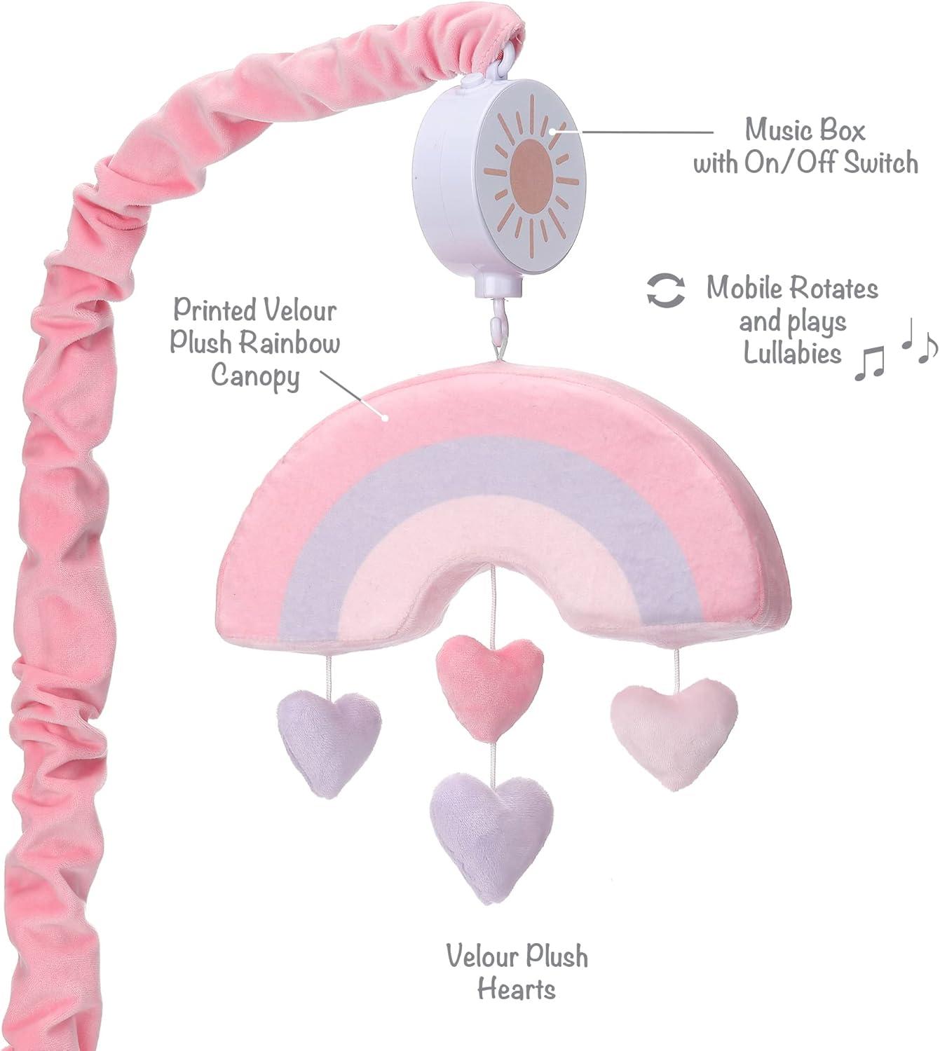 Bedtime Originals Rainbow Hearts Musical Baby Crib Mobile - Pink, Purple, Love