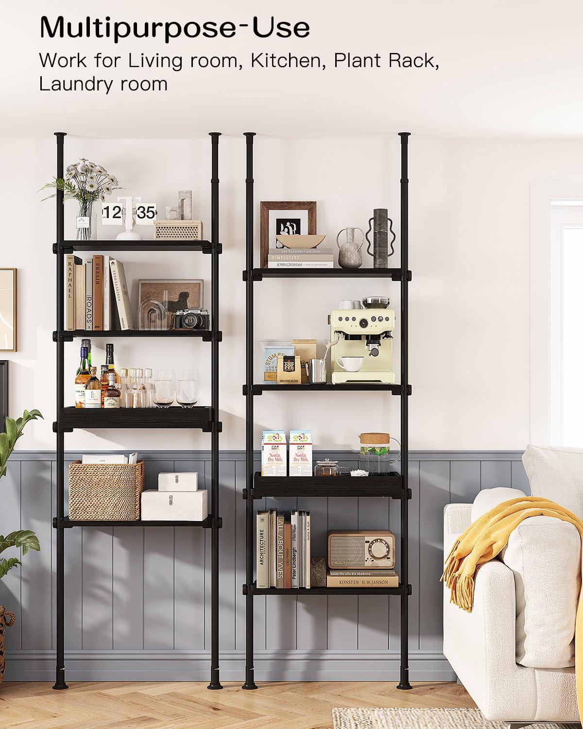 Adjustable Black Wood Over-the-Toilet Storage Shelf