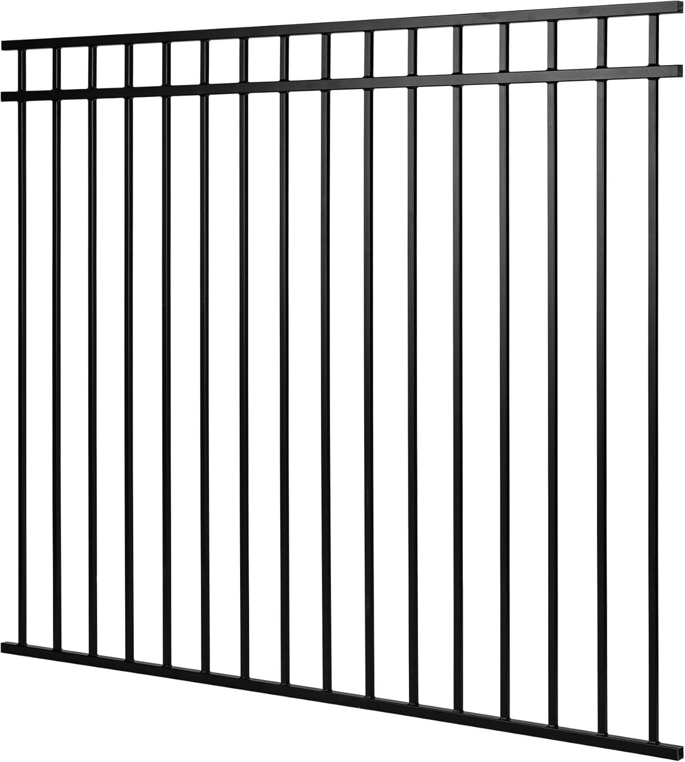 Nuvo Iron 5-ft H x 6-ft W Textured black finish Galvanized steel Containment Gate Spaced picket Fence panel