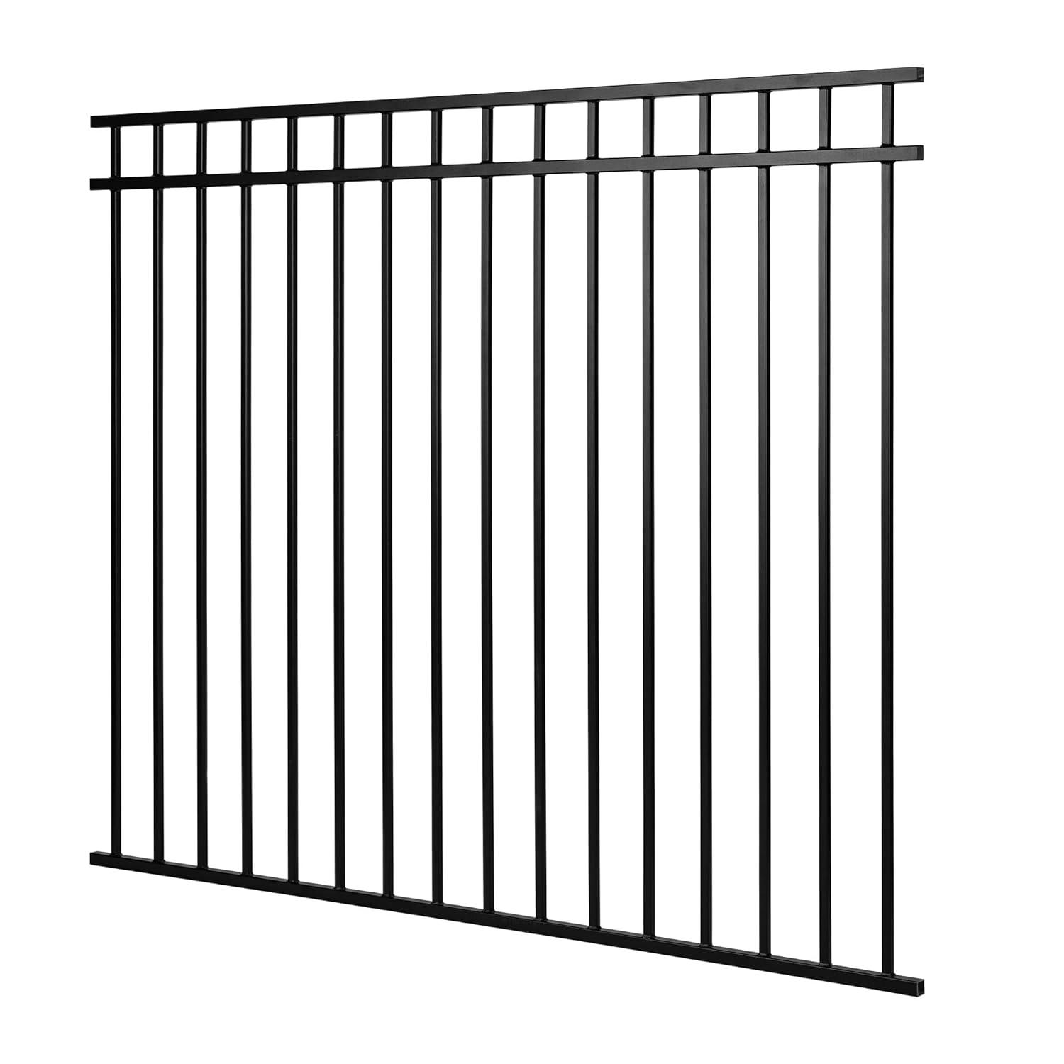 Nuvo Iron 5-ft H x 6-ft W Textured black finish Galvanized steel Containment Gate Spaced picket Fence panel