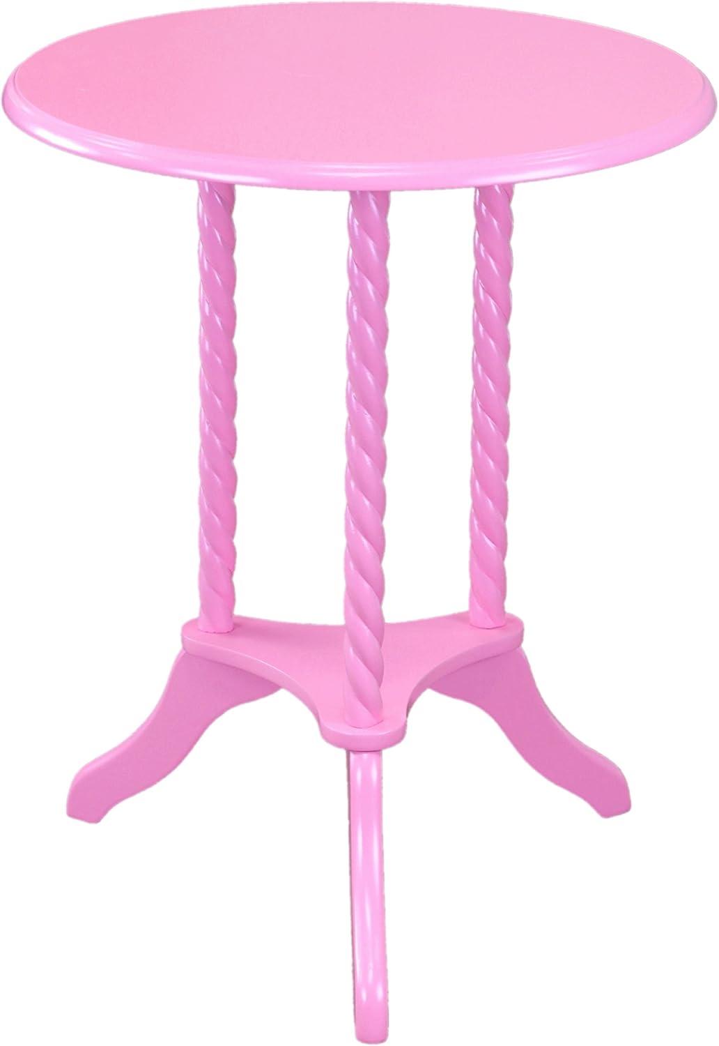 Classic Pink Round Wood Accent Table for Living Room