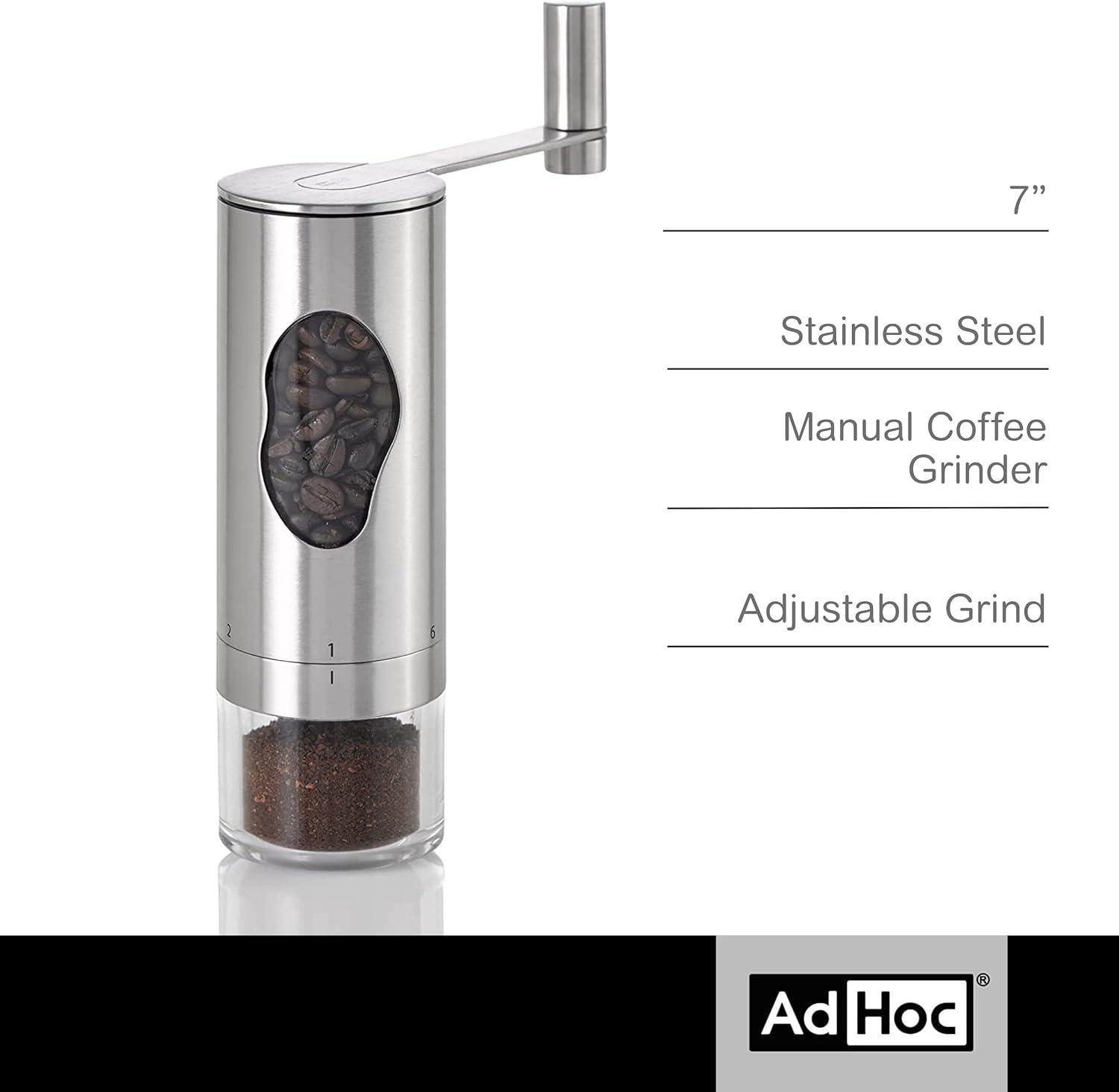 Stainless Steel Manual Coffee Grinder with Adjustable Grind Settings