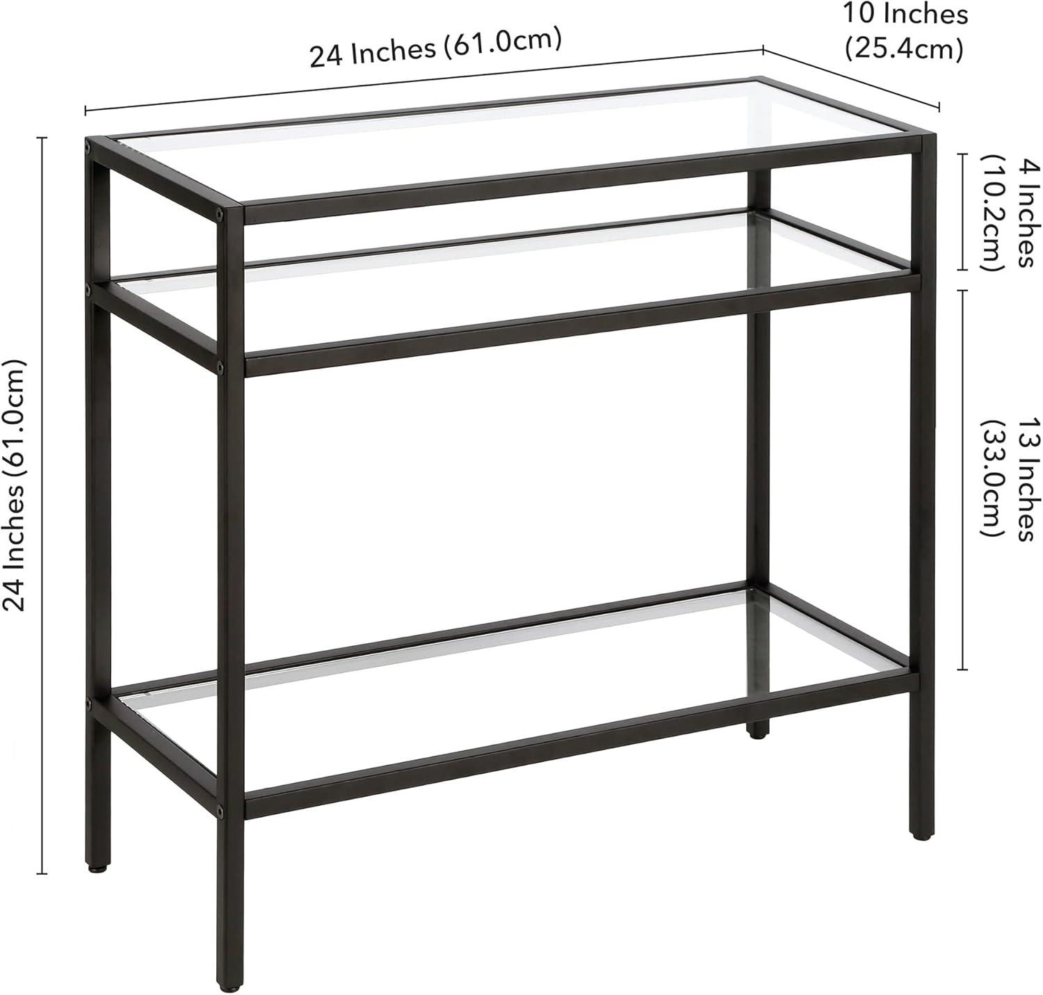 Evelyn&Zoe Sivil 24" Wide Rectangular Side Table, Blackened Bronze