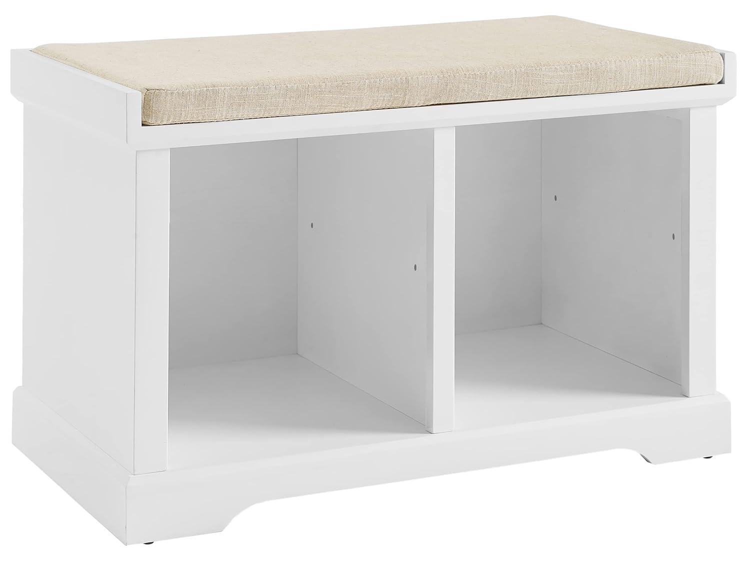 Anderson Storage Bench White - Crosley: Cushioned, Linen Upholstered, Farmhouse Style