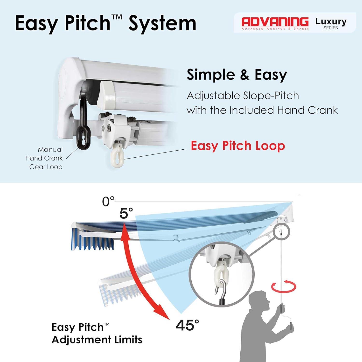 Advaning 10.5'' Fabric, Metal Cover Retractable Patio Awning