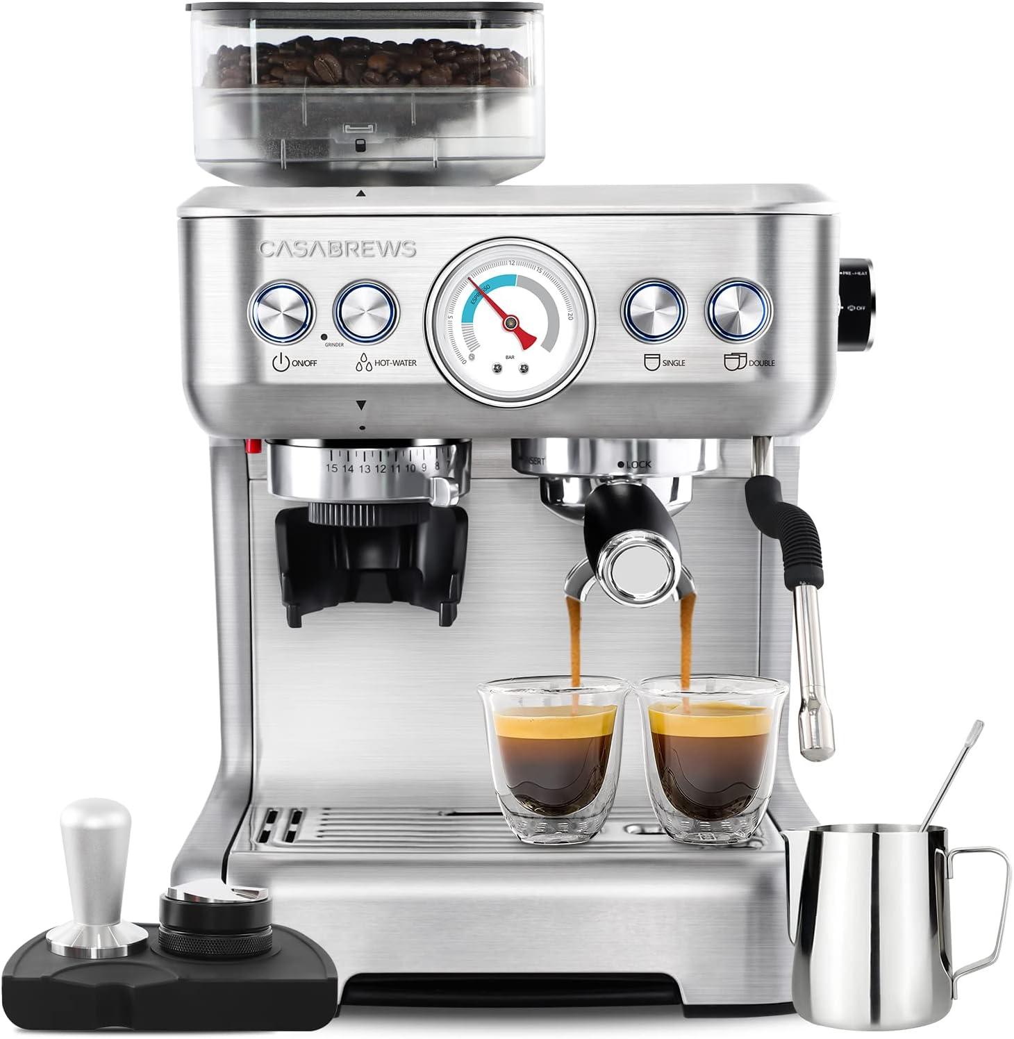 CASABREWS All-in-One Espresso Machine with Grinding Memory Function