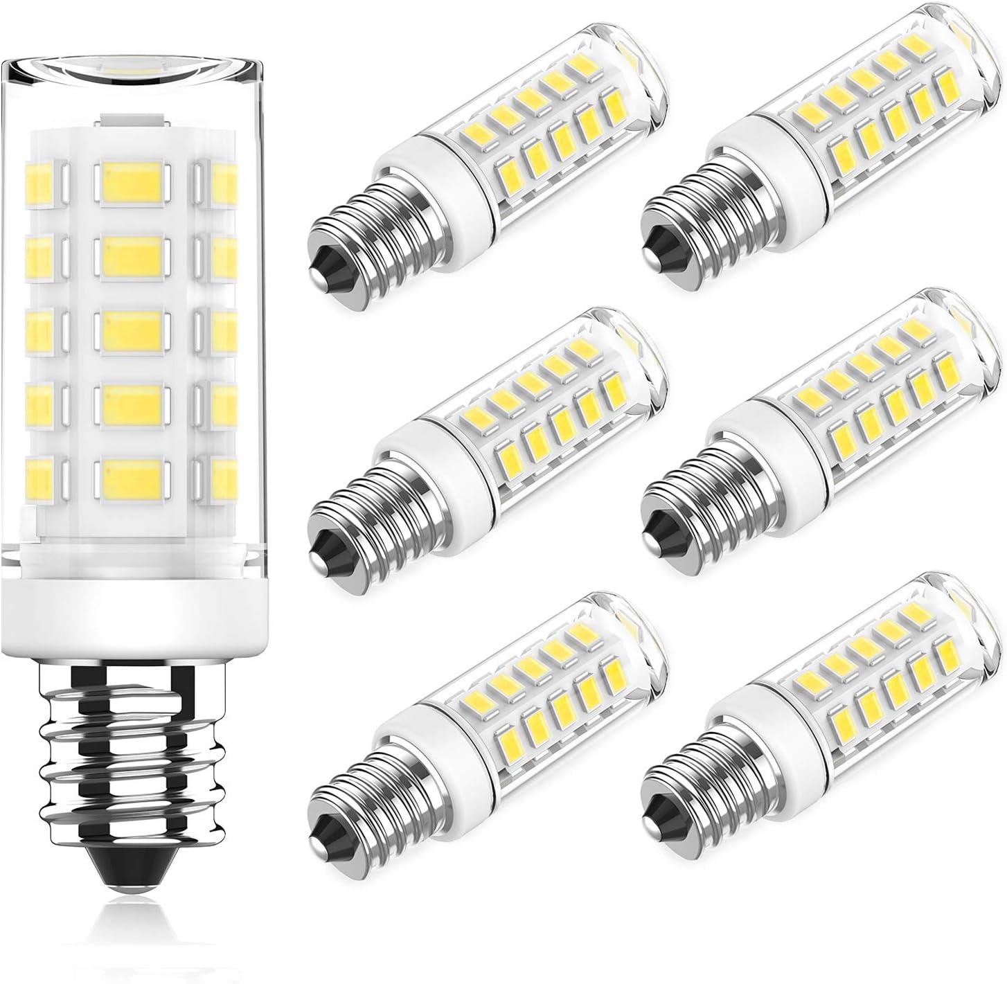 KLG E12 LED Candelabra Bulb 4W Equivalent to 40W T3/T4 E12 Candelabra Base Bulbs, Daylight White 5000K for Ceiling Fan, Chandelier AC120V, Not Dimmable 6 Pack