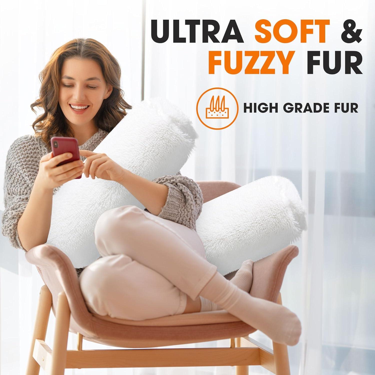 Cheer Collection Faux Fur Throw Pillow