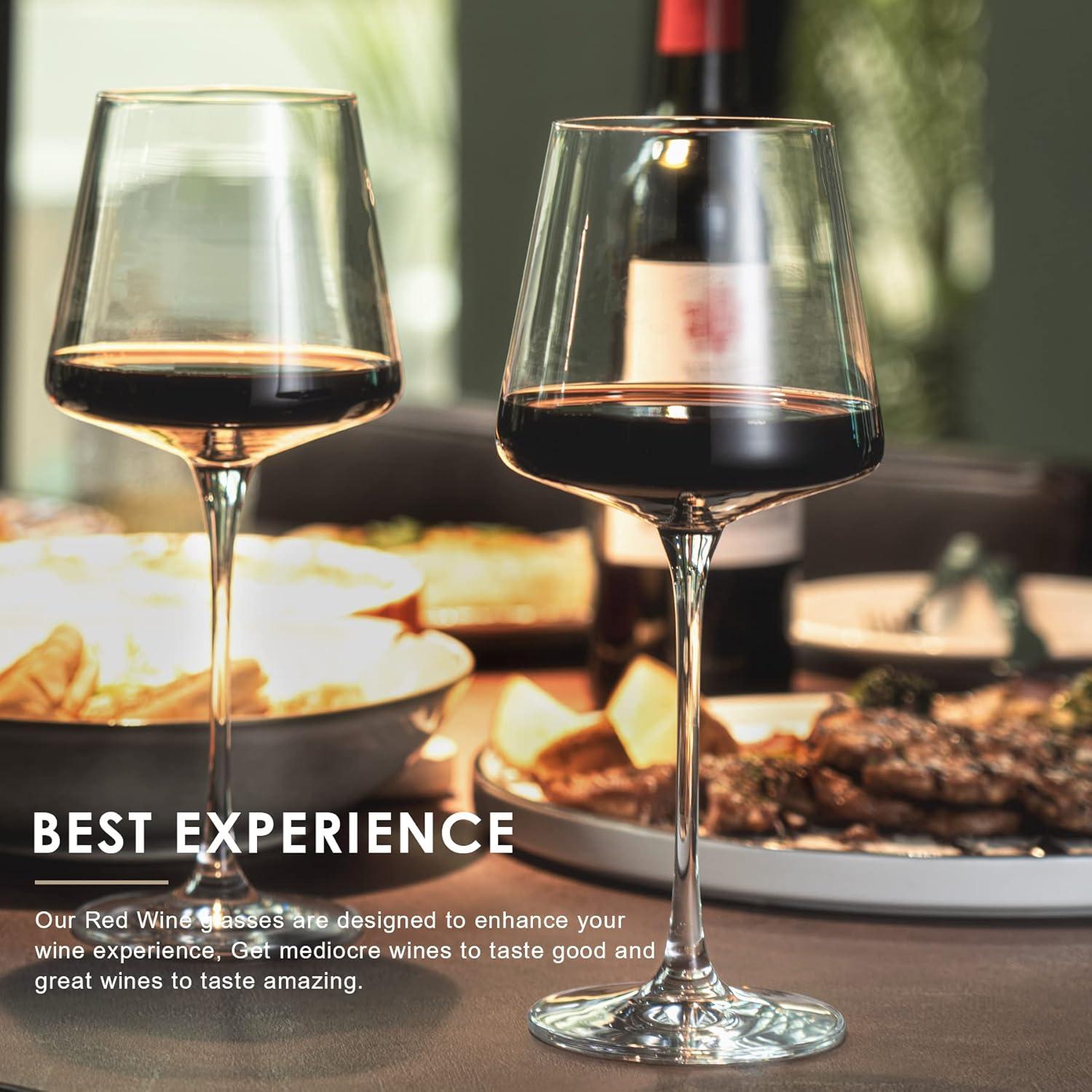 Wine Glasses Set Of 6,Crystal White Wine Glasses,Red Wine Glass Set,Long Stem Wine Glasses,Clear Lead-Free Premium Blown Glassware (6 Pack)