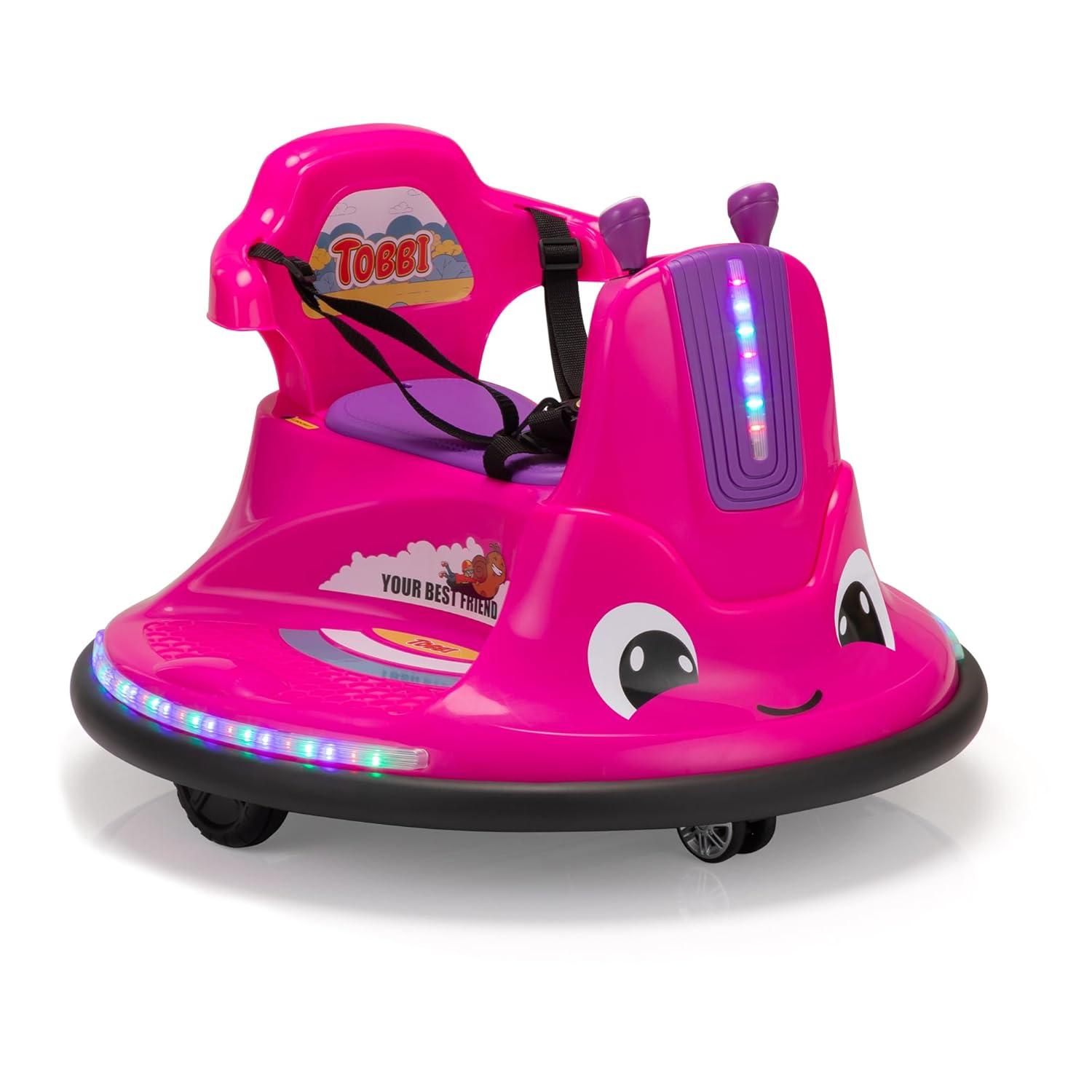 Kepooman 12V Snail-Shaped Kids Electric Bumper Car with Remote Control, Toddler Race Toys, 3-8 Years, Rose Red & Light Purple