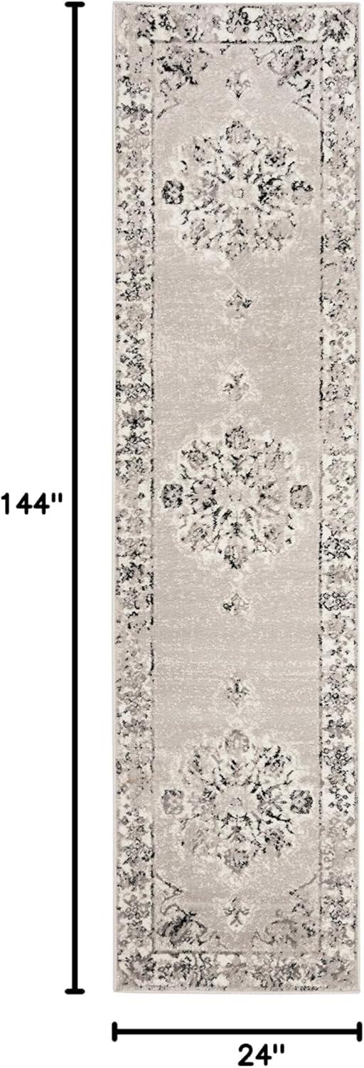 SAFAVIEH Skyler Nikeisha Floral Runner Rug, Grey/Ivory, 2' x 12'