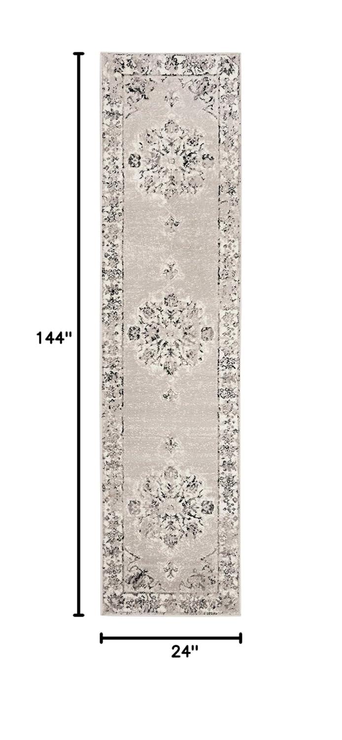 SAFAVIEH Skyler Nikeisha Floral Runner Rug, Grey/Ivory, 2' x 12'