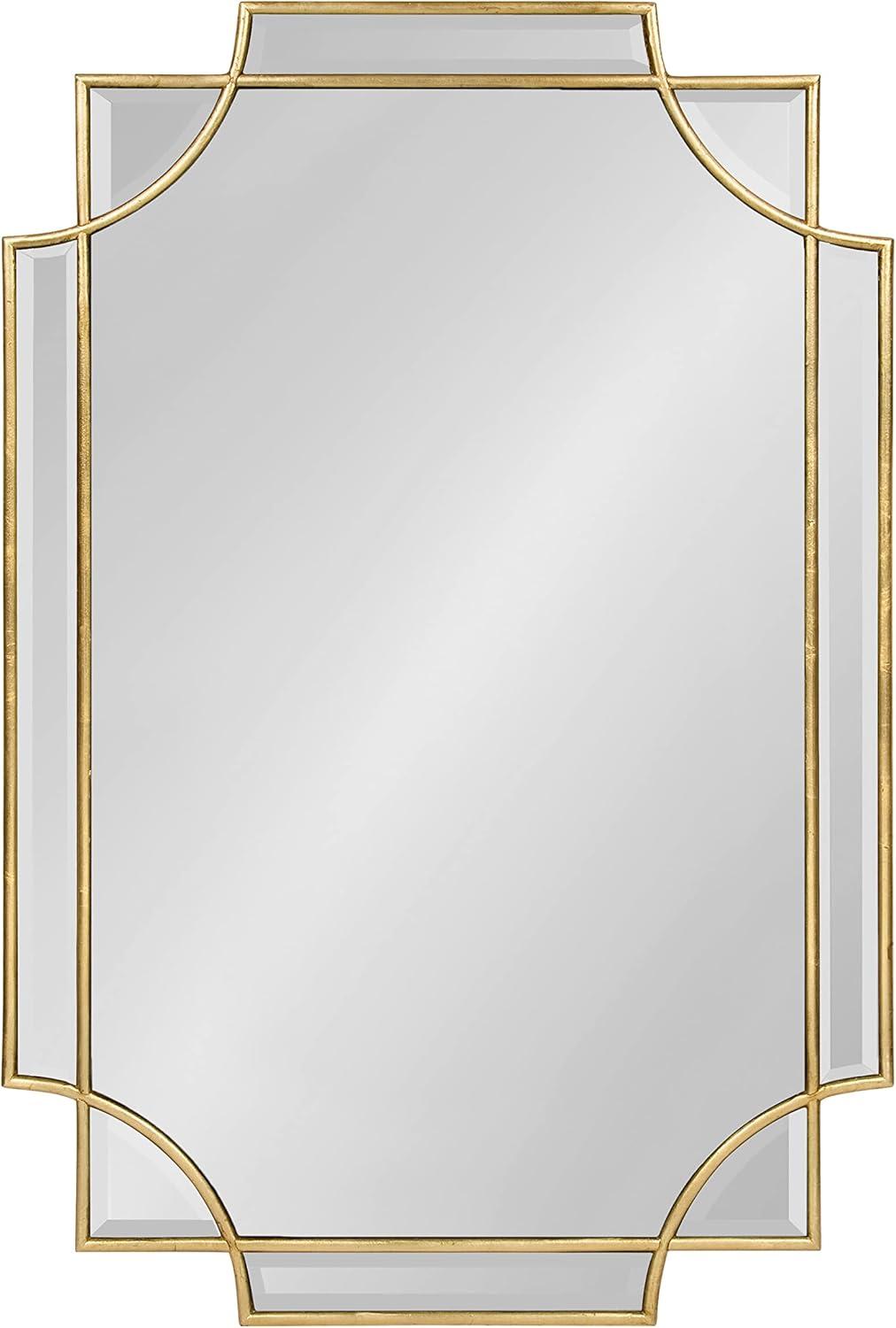 Kate and Laurel Minuette Decorative Rectangle Frame Wall Mirror in Gold Leaf, 24x35.5 Inches