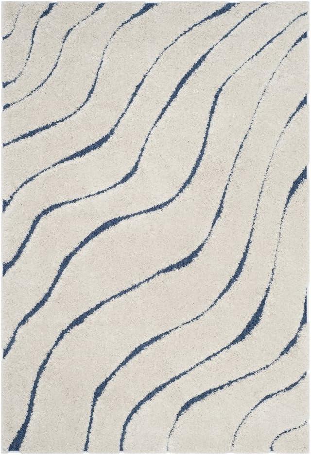 Florida Shag SG472 Power Loomed Indoor Accent Rug - Cream/Blue - 3'3"x5'3" - Safavieh.