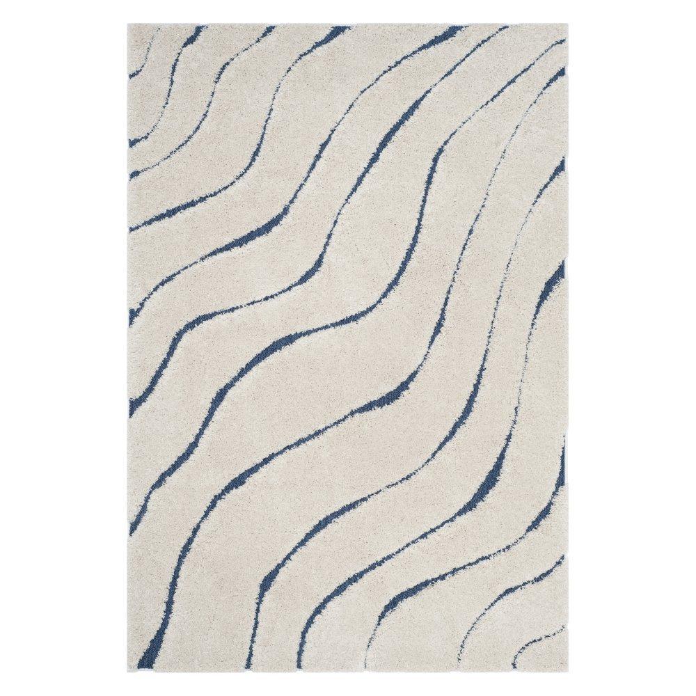 Florida Shag SG472 Power Loomed Indoor Area Rug - Cream/Blue - 8'x10' - Safavieh